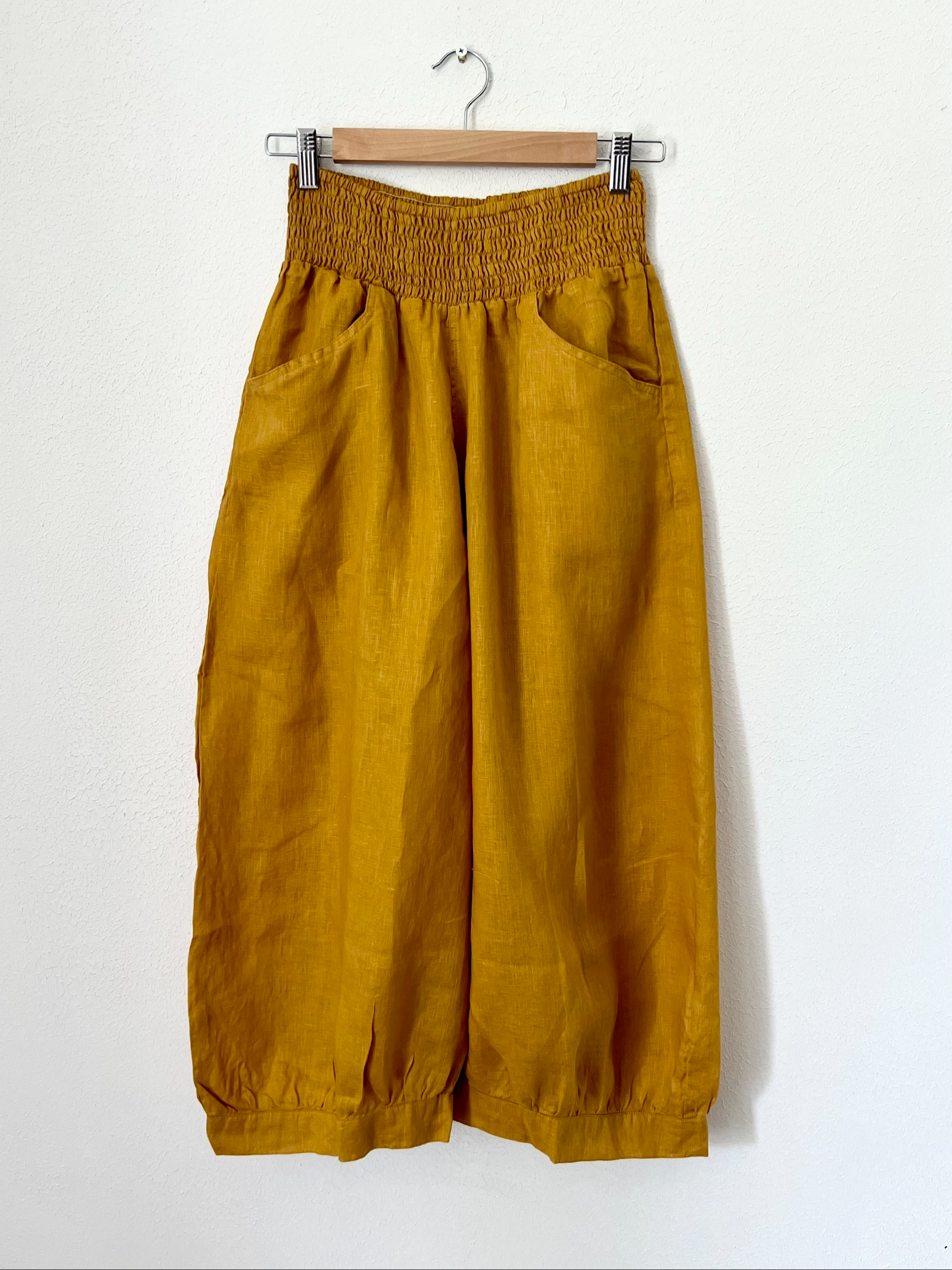 jackie pant-turmeric linen Apparel