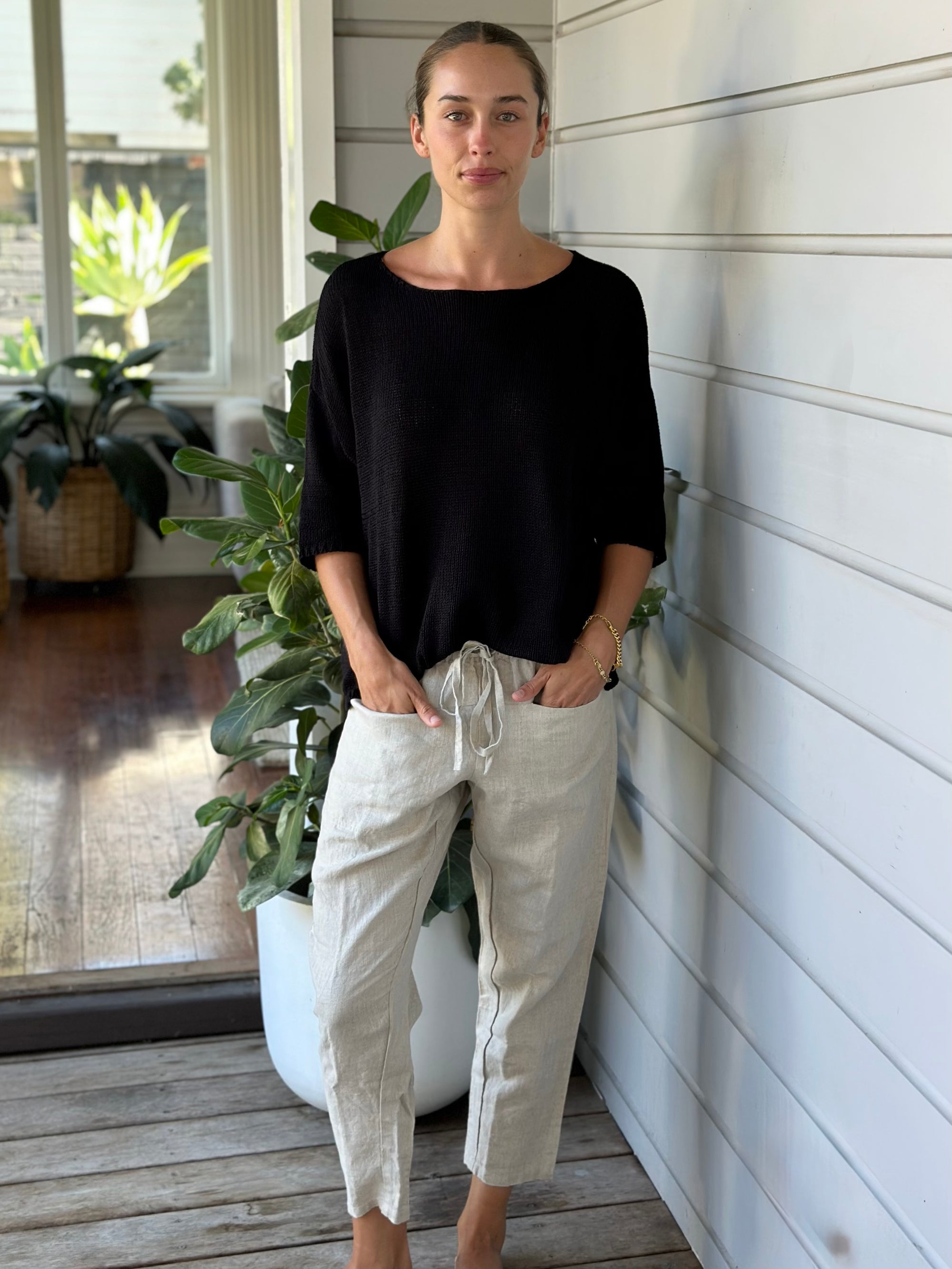 darcy pants - natural linen General