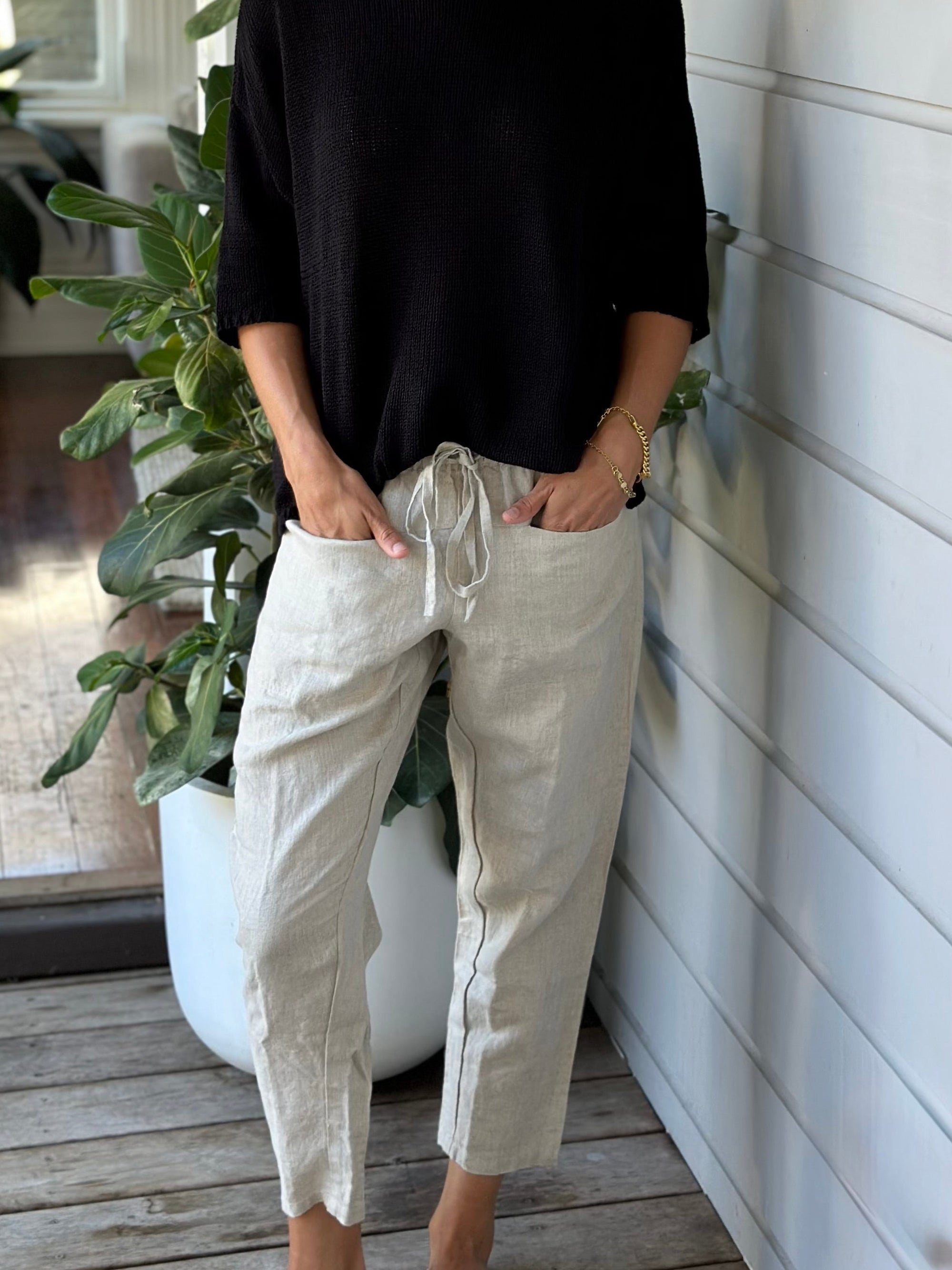 darcy pants - natural linen General