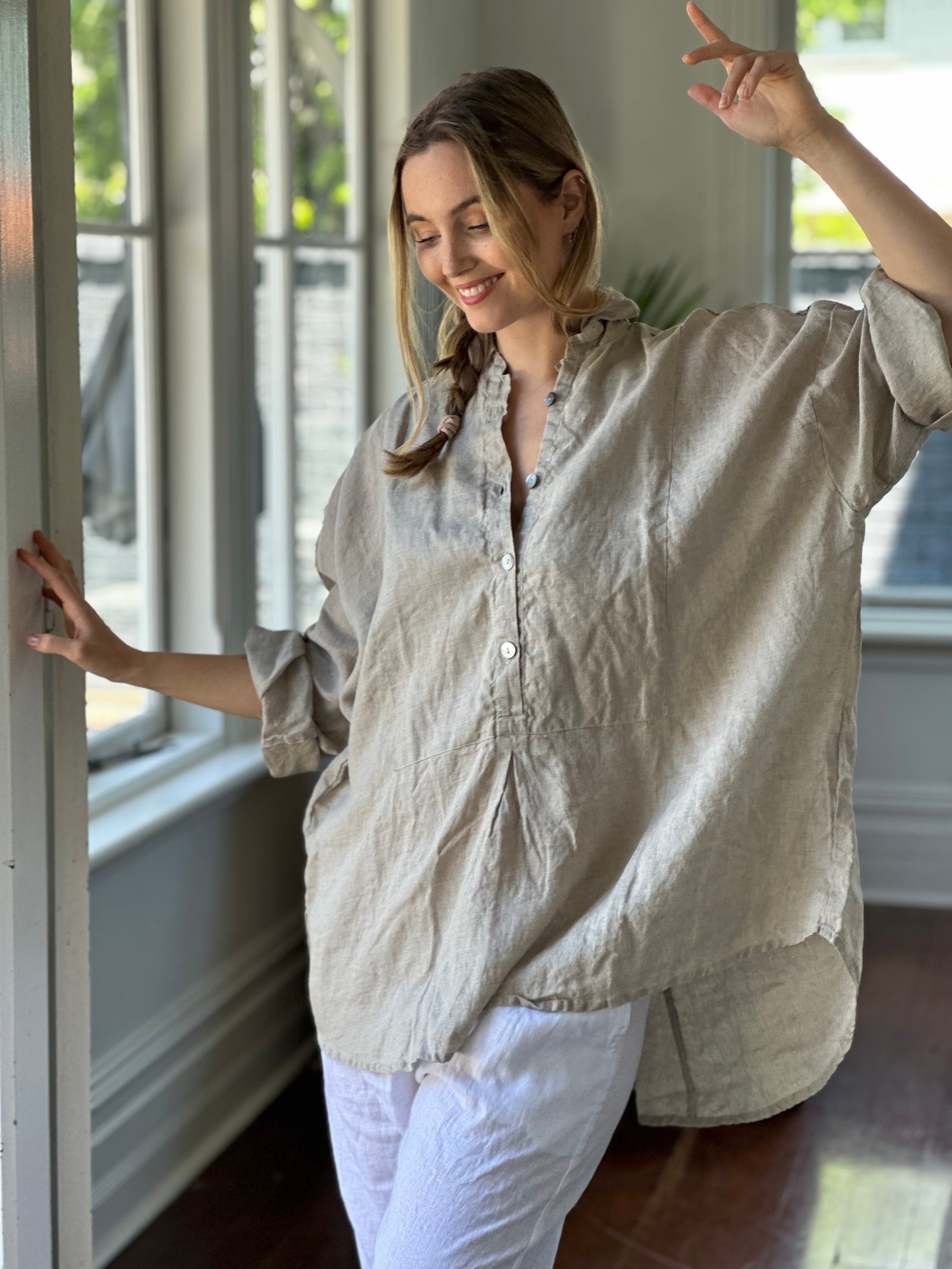 megan shirt - natural linen Apparel