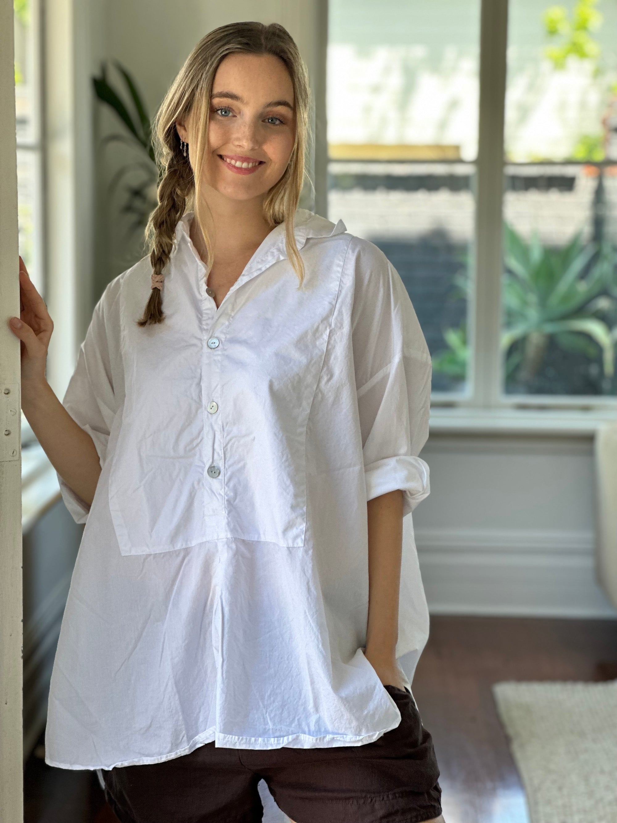 megan shirt - white cotton Apparel