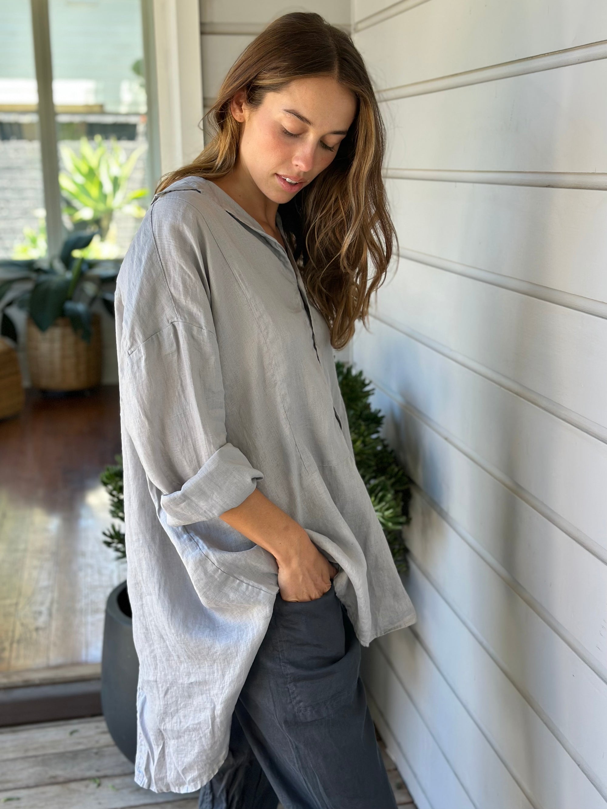 megan shirt-soft grey Apparel