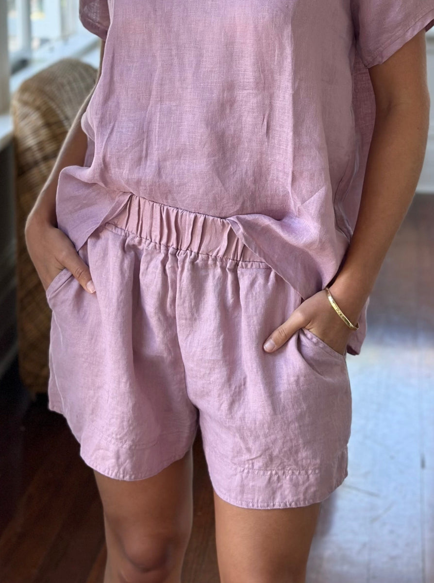 Linen Shorts Mia In Dusty Rose 1