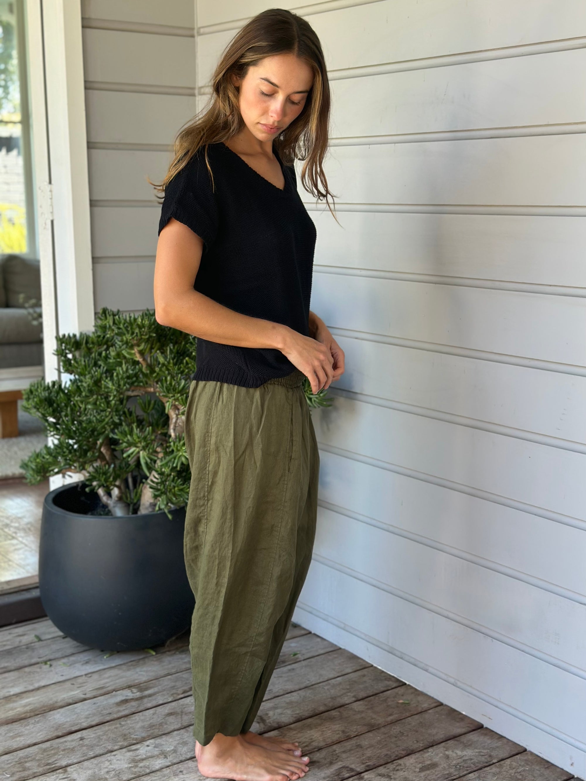 frankie pants - army linen Apparel