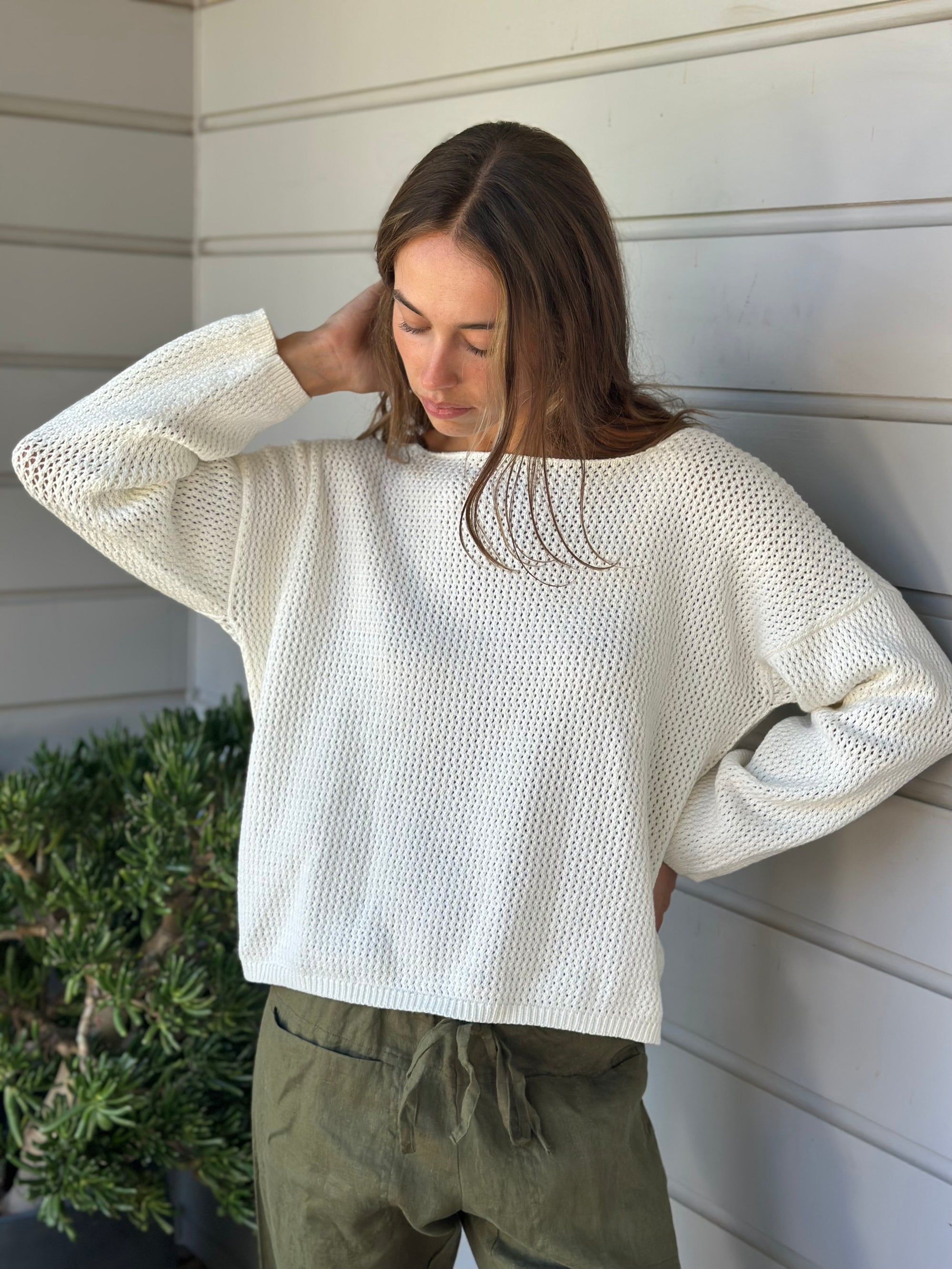 aria jersey- ivory cotton pointel Apparel