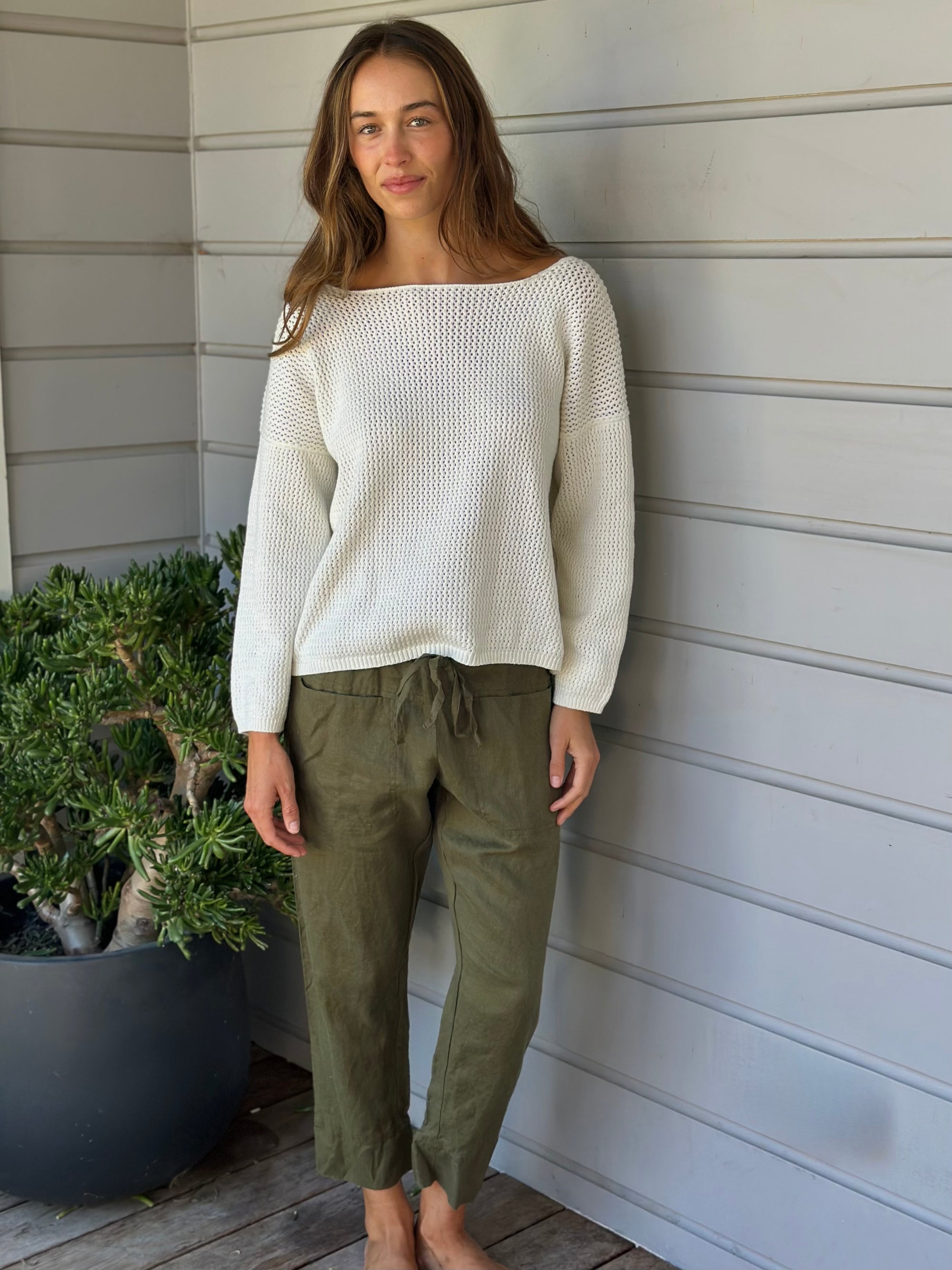 darcy pants - army linen Apparel