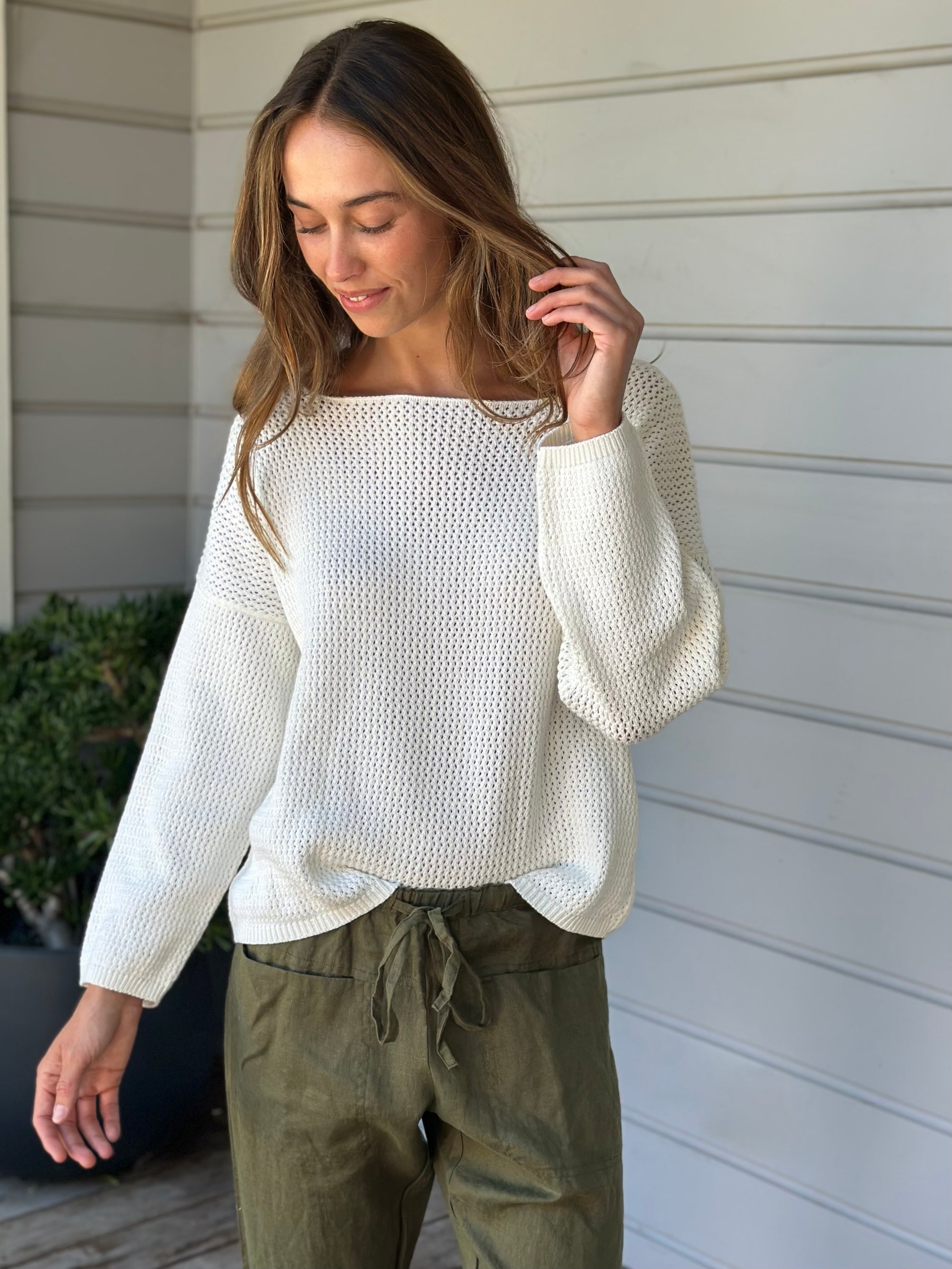 aria jersey- ivory cotton pointel Apparel