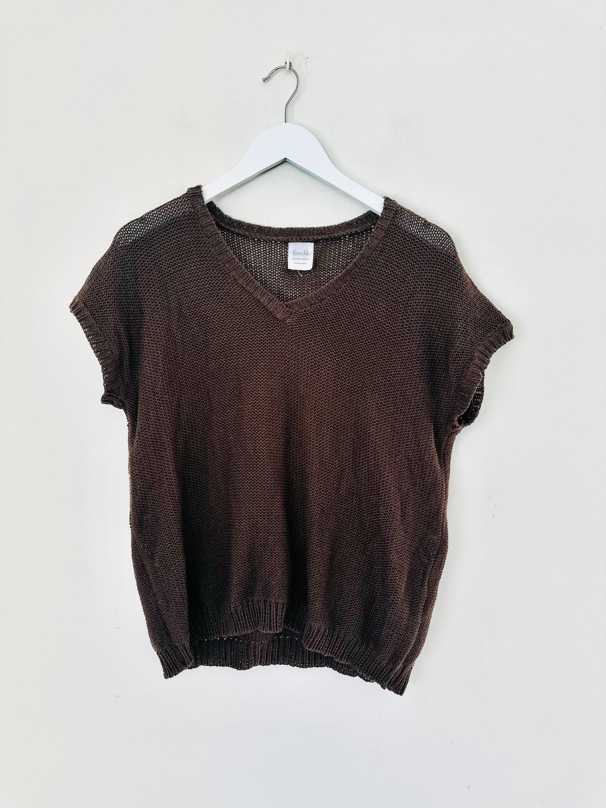 lara knit top - chocolate cotton Apparel