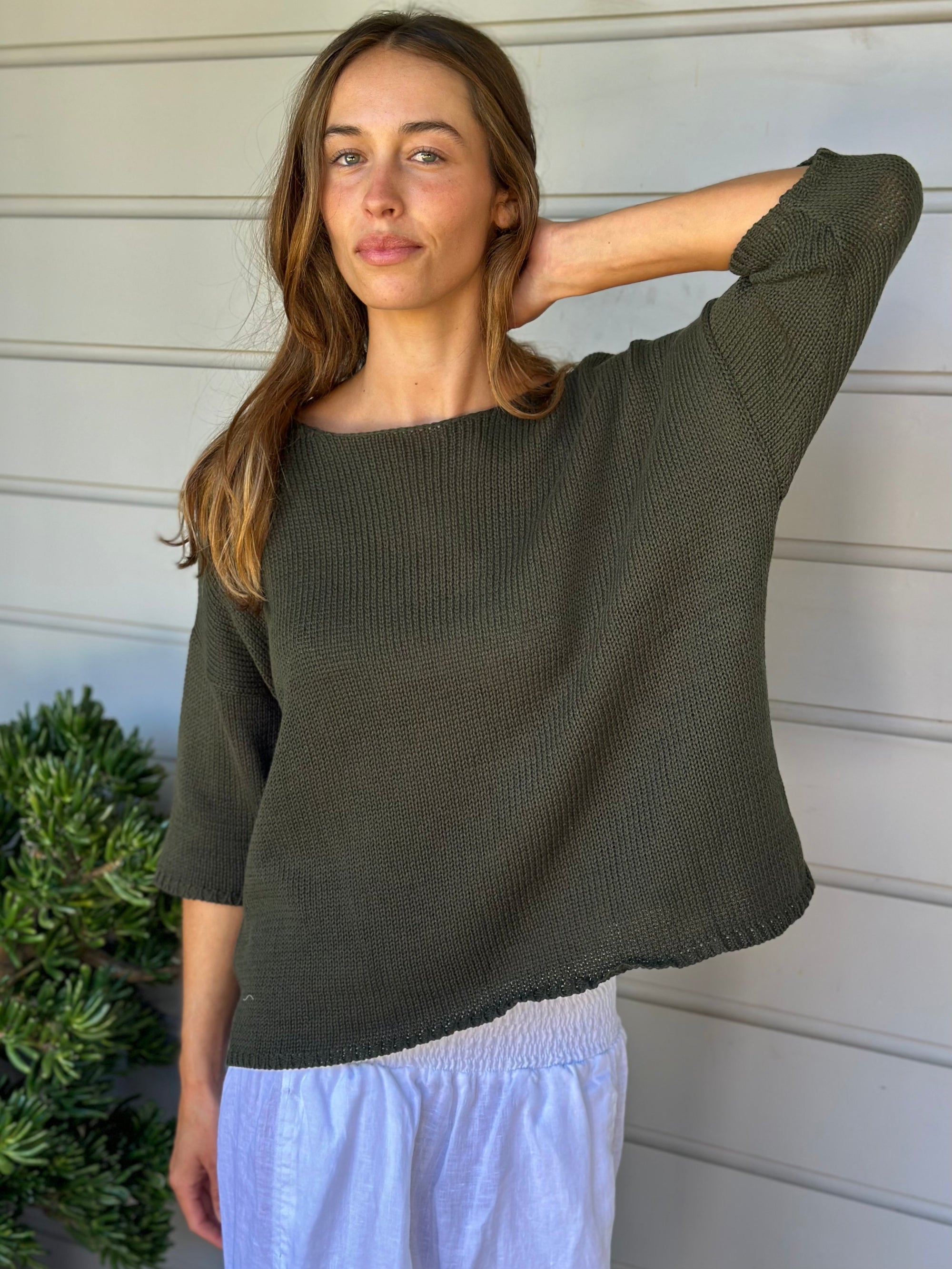 alex top - army cotton knit Apparel