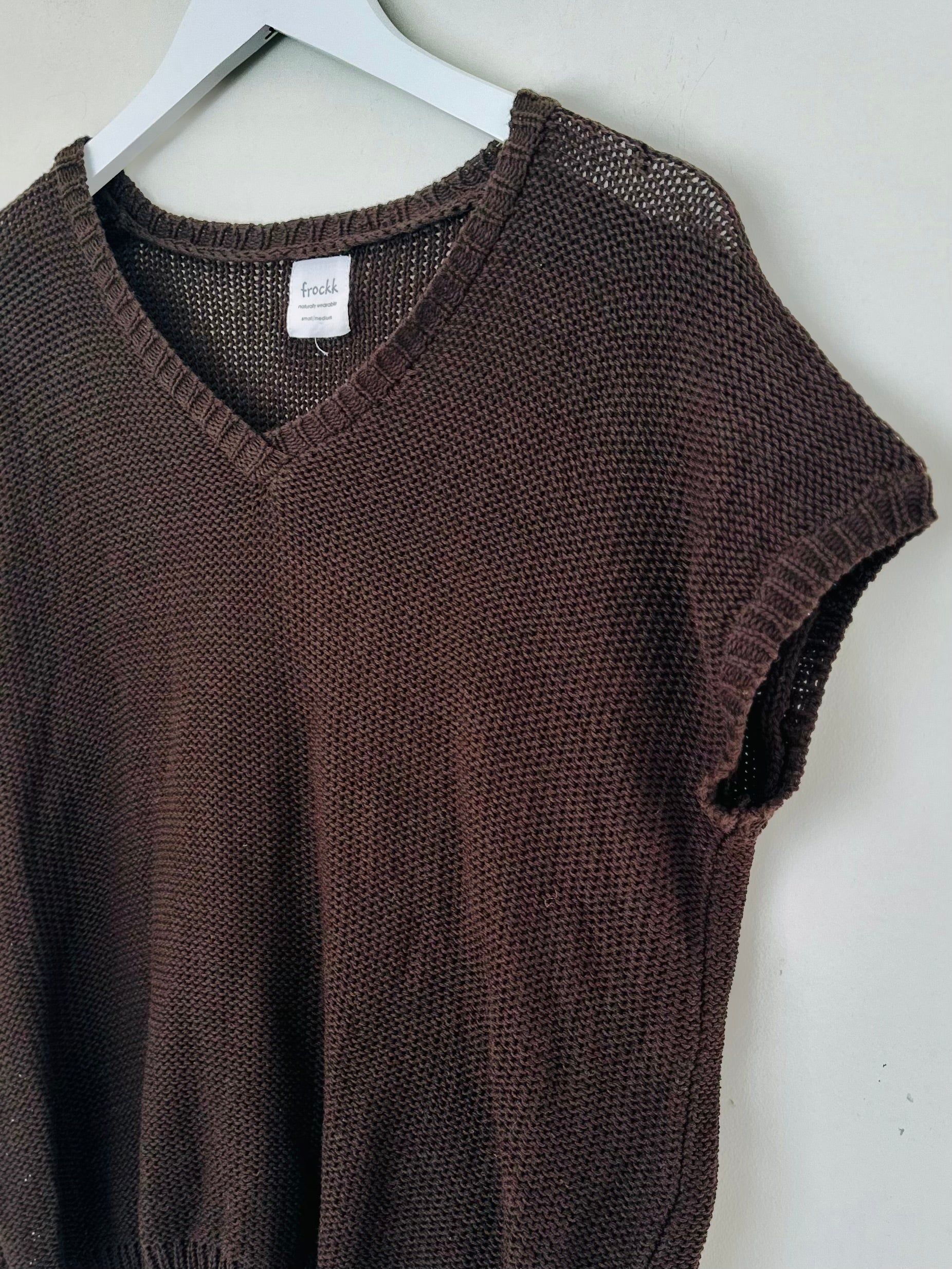 lara knit top - chocolate cotton Apparel
