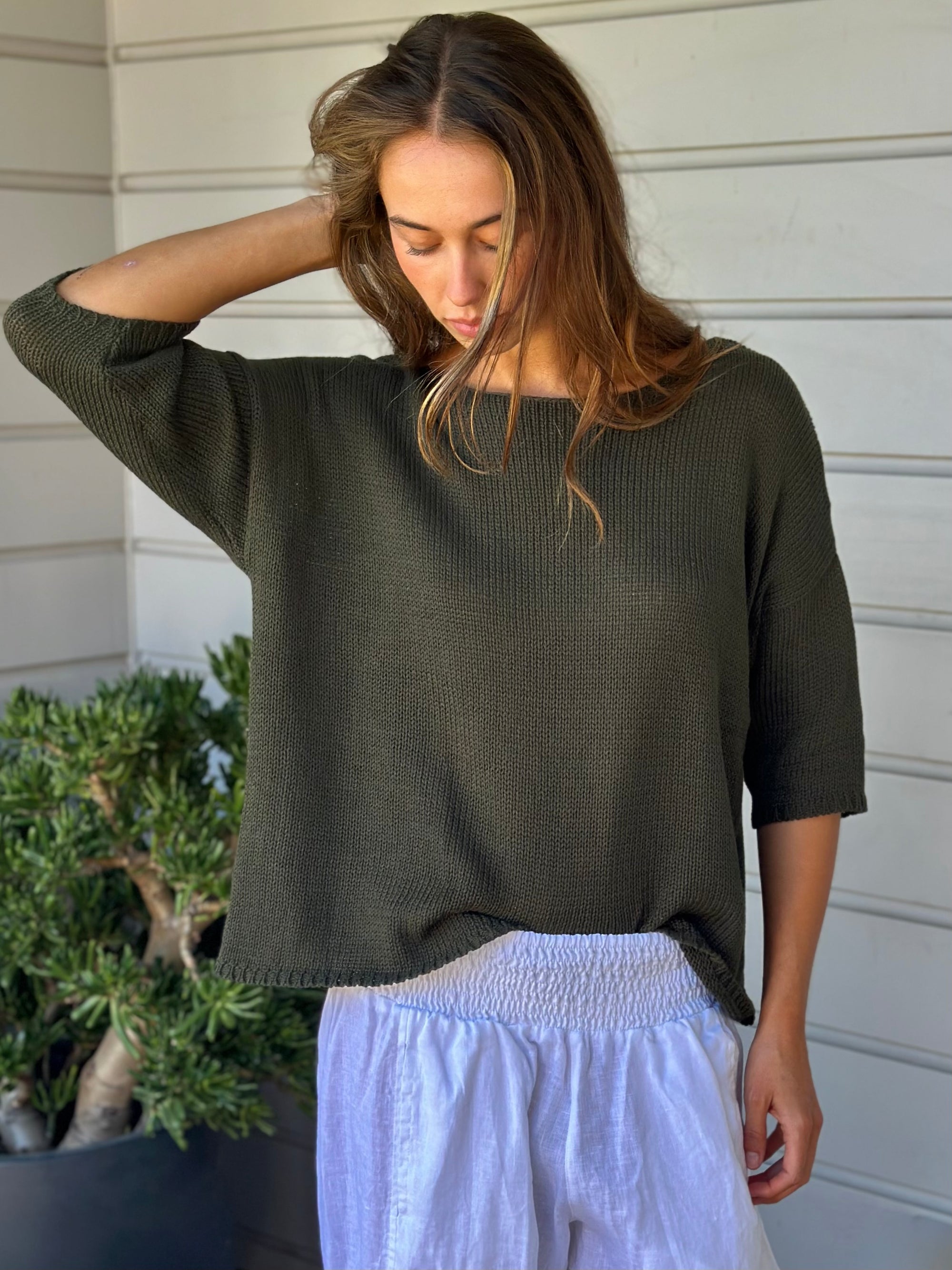 alex top - army cotton knit Apparel