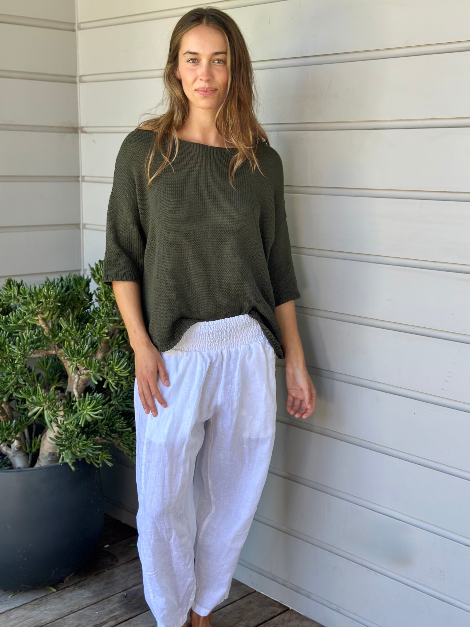 alex top - army cotton knit Apparel