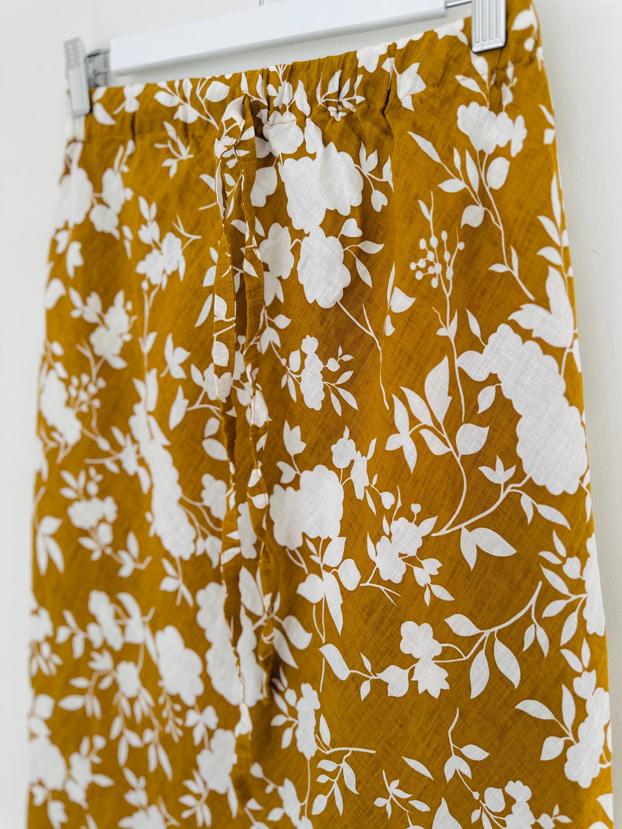 anthea skirt - big turmeric flower linen Apparel