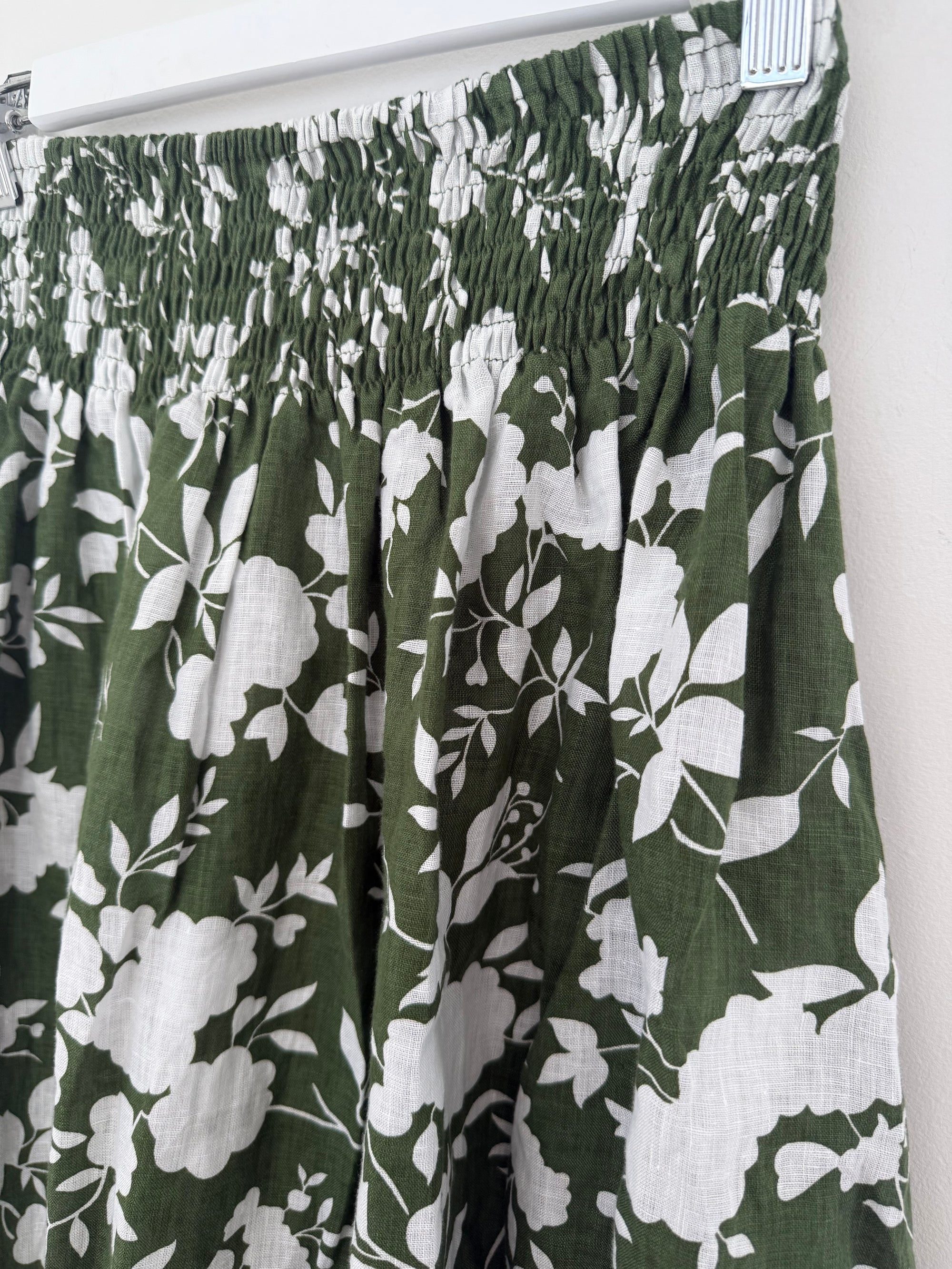 lola skirt - big moss flower linen Apparel