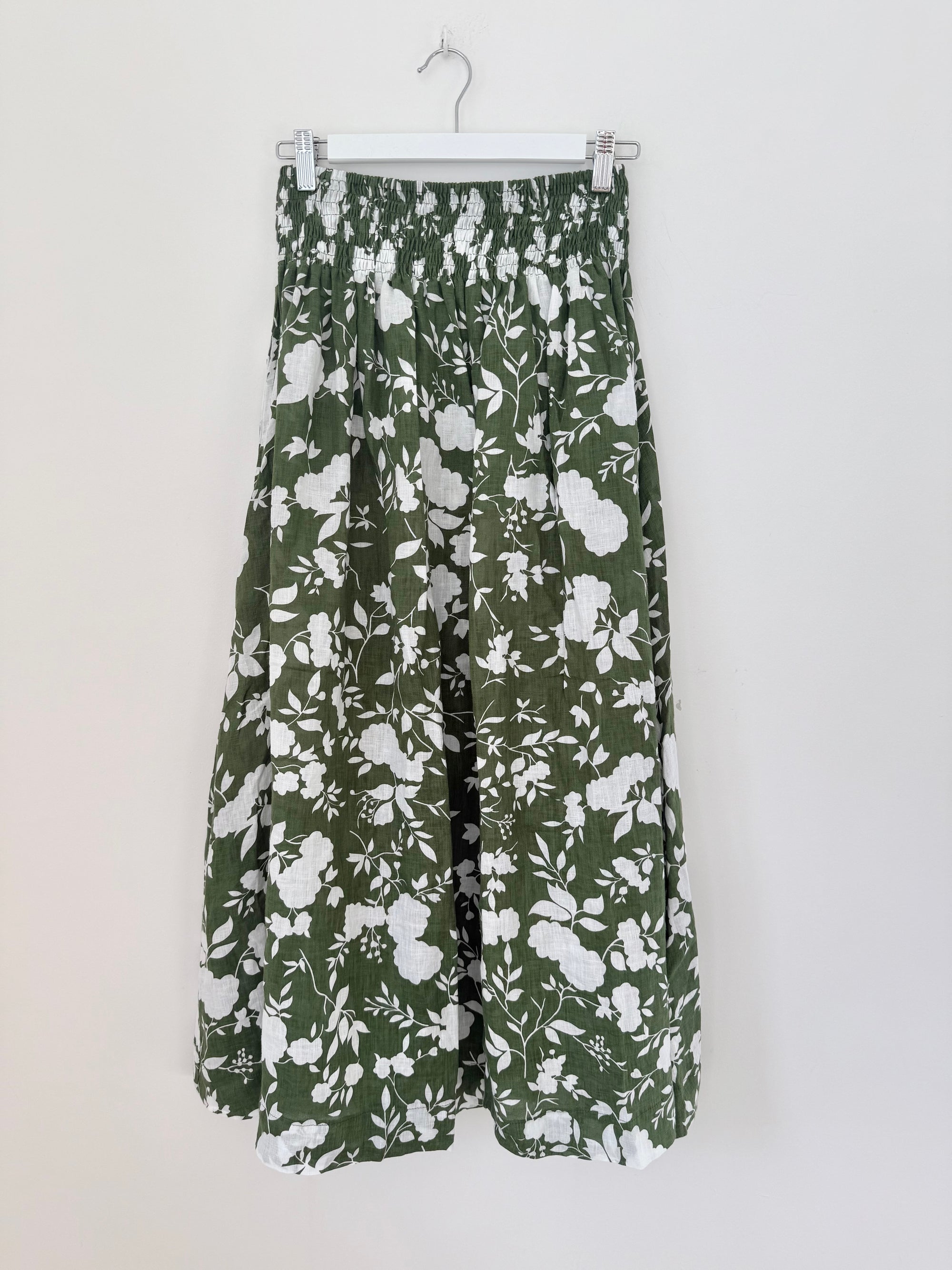 lulu skirt - big moss flower linen Apparel