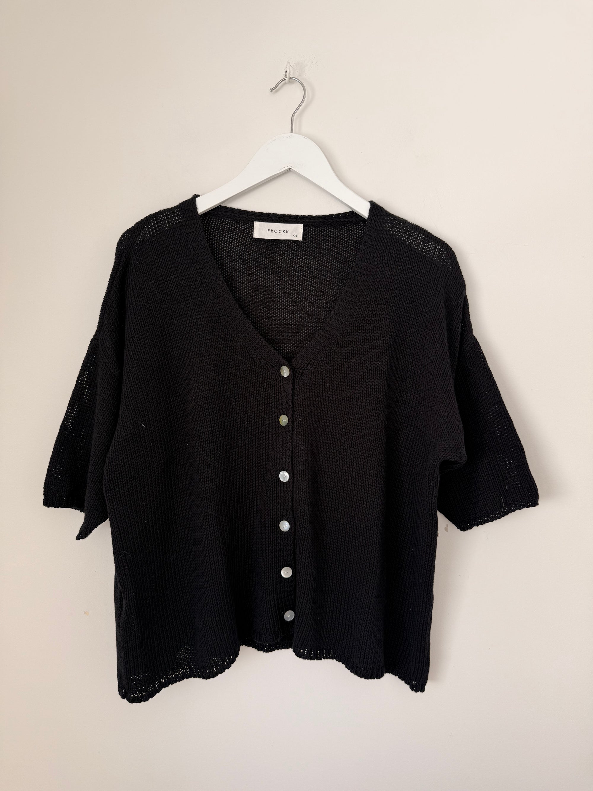 alex cardi-black cotton knit