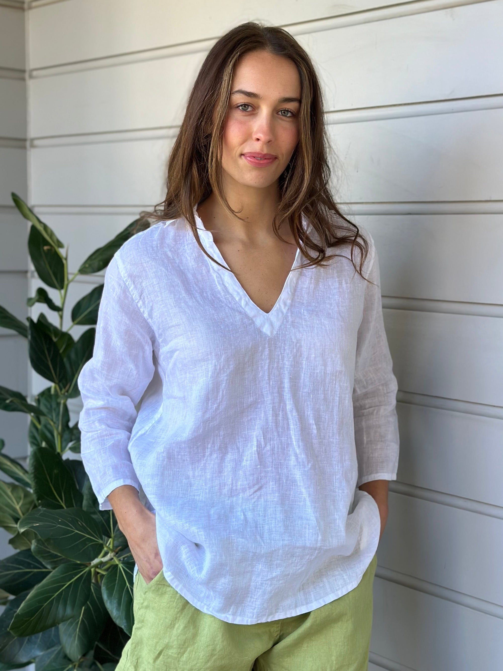 bianca top - white linen Apparel