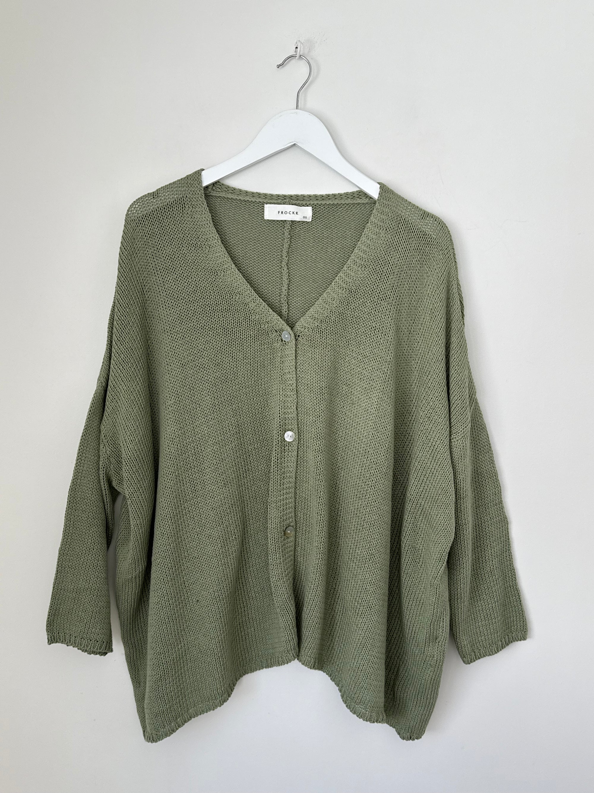 stella cardi- mint cotton knit