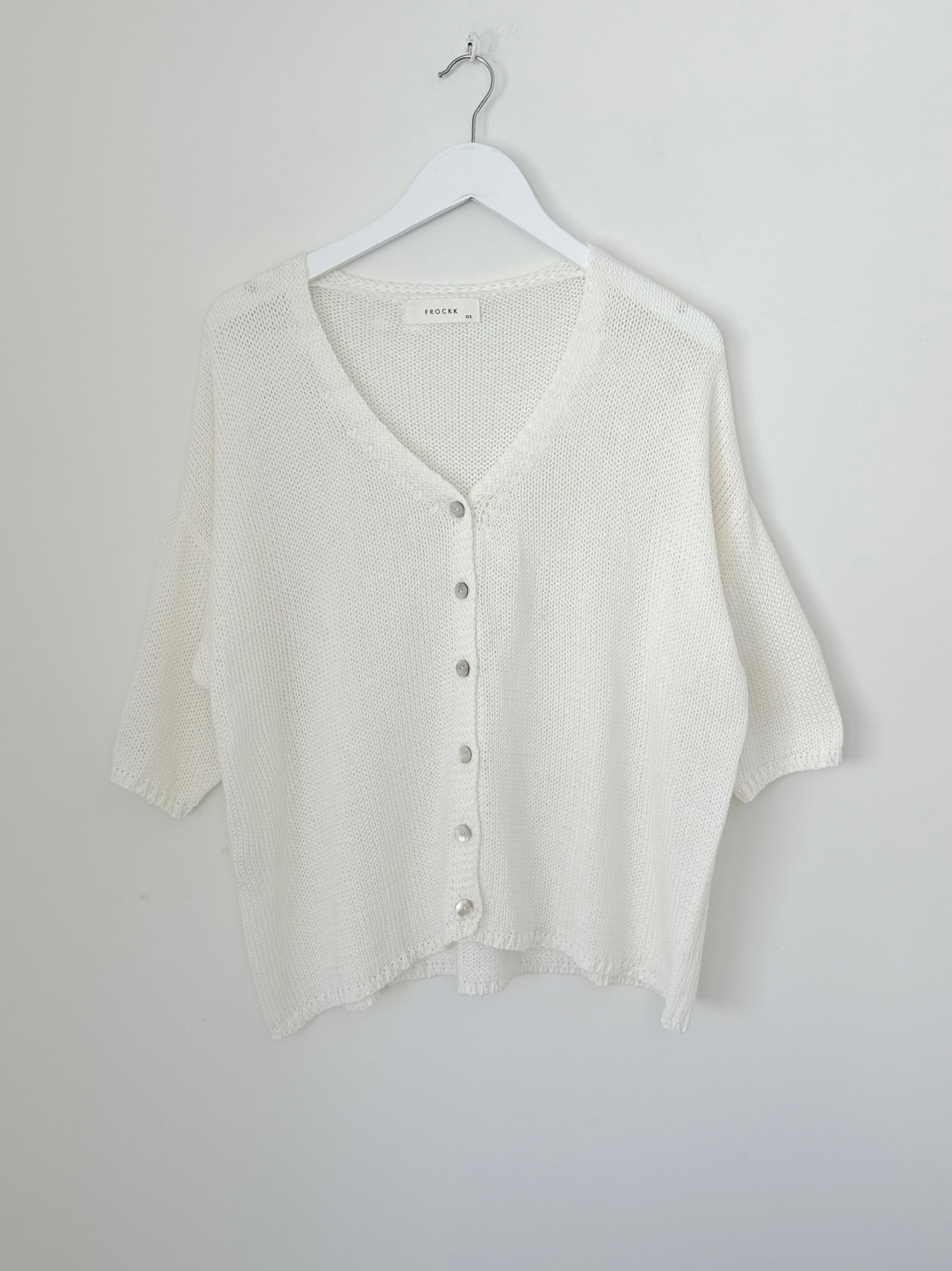 alex cardi-warm white cotton knit