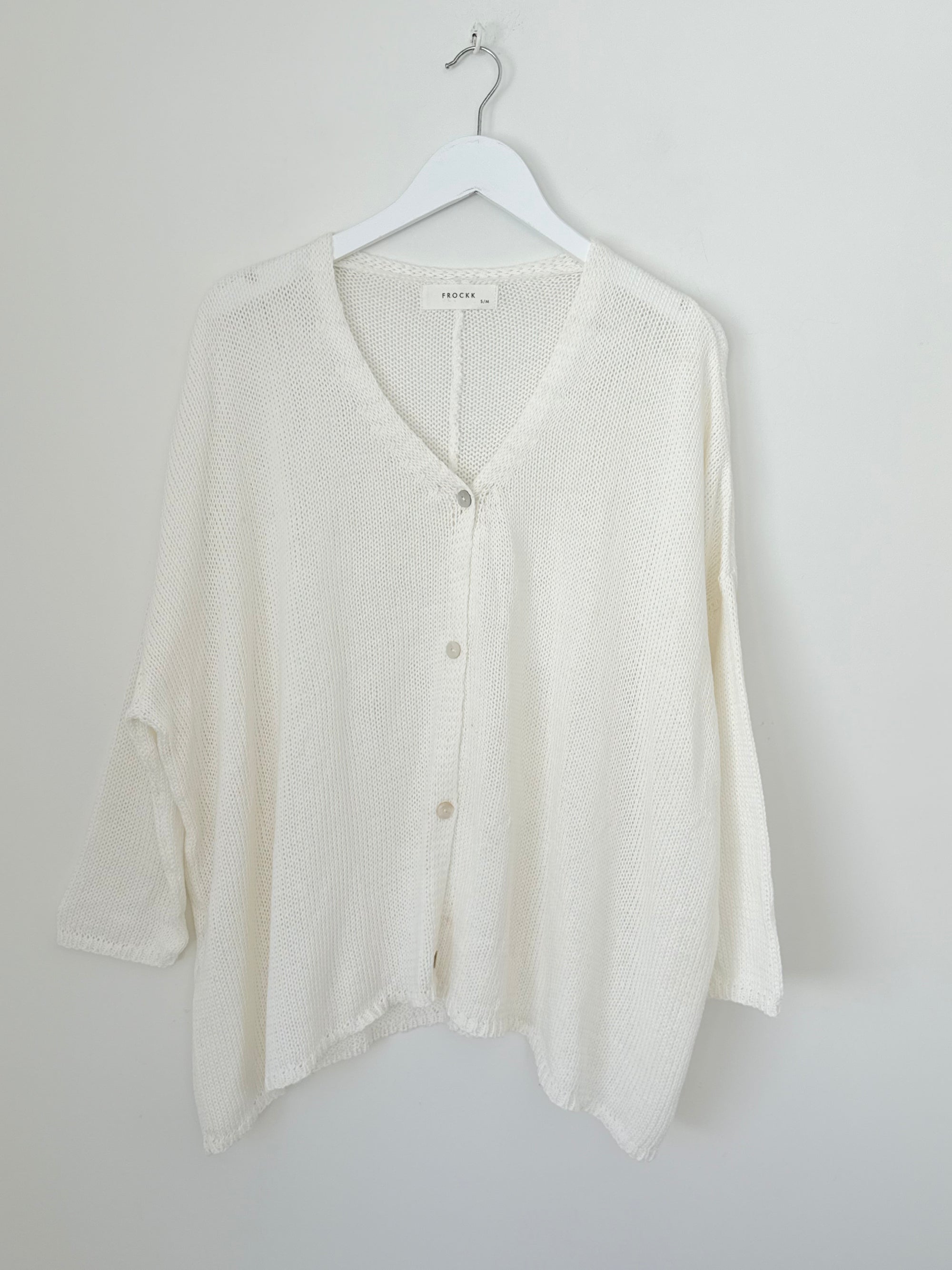 stella cardi- warm white cotton knit
