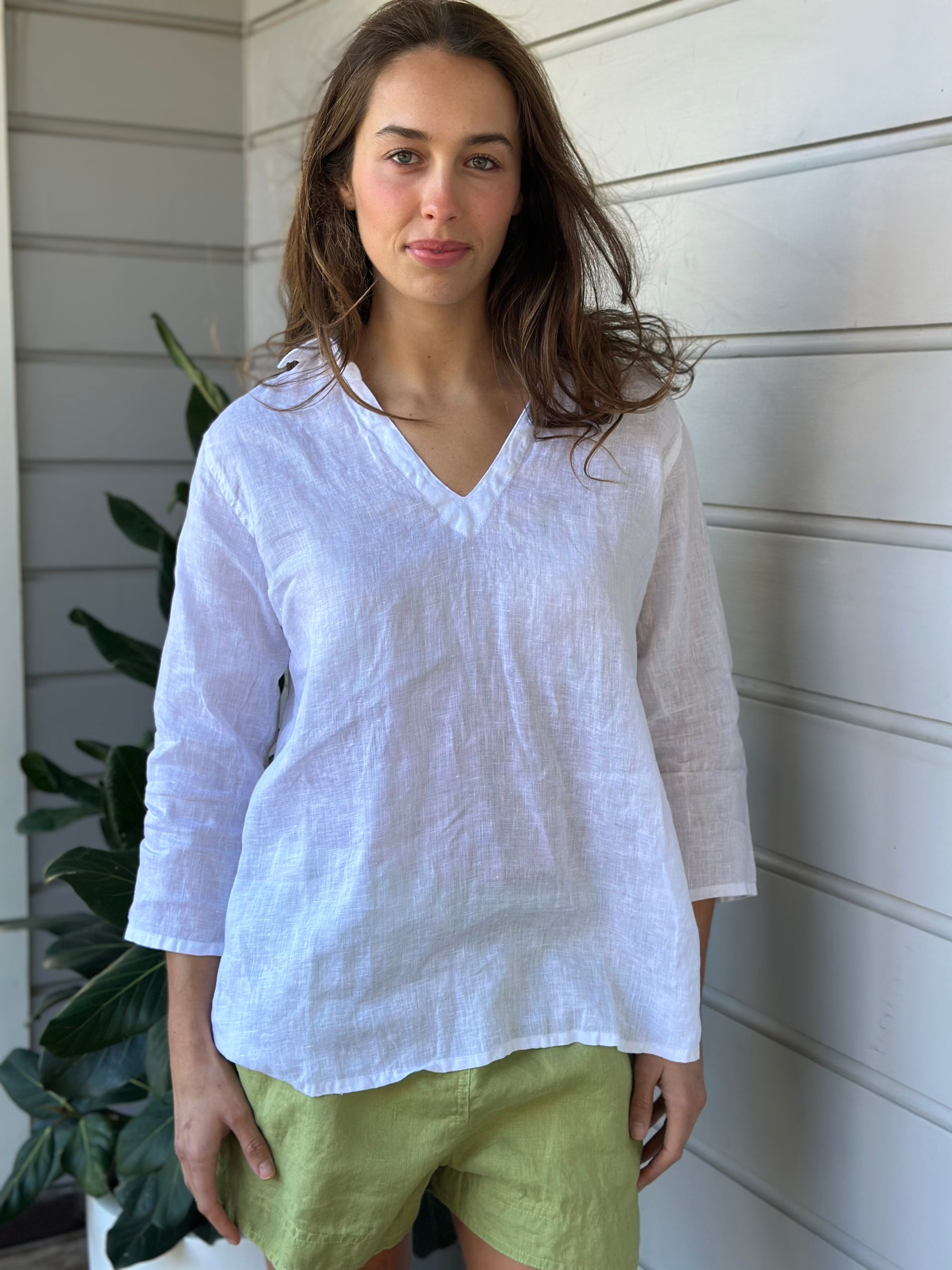 bianca top - white linen Apparel