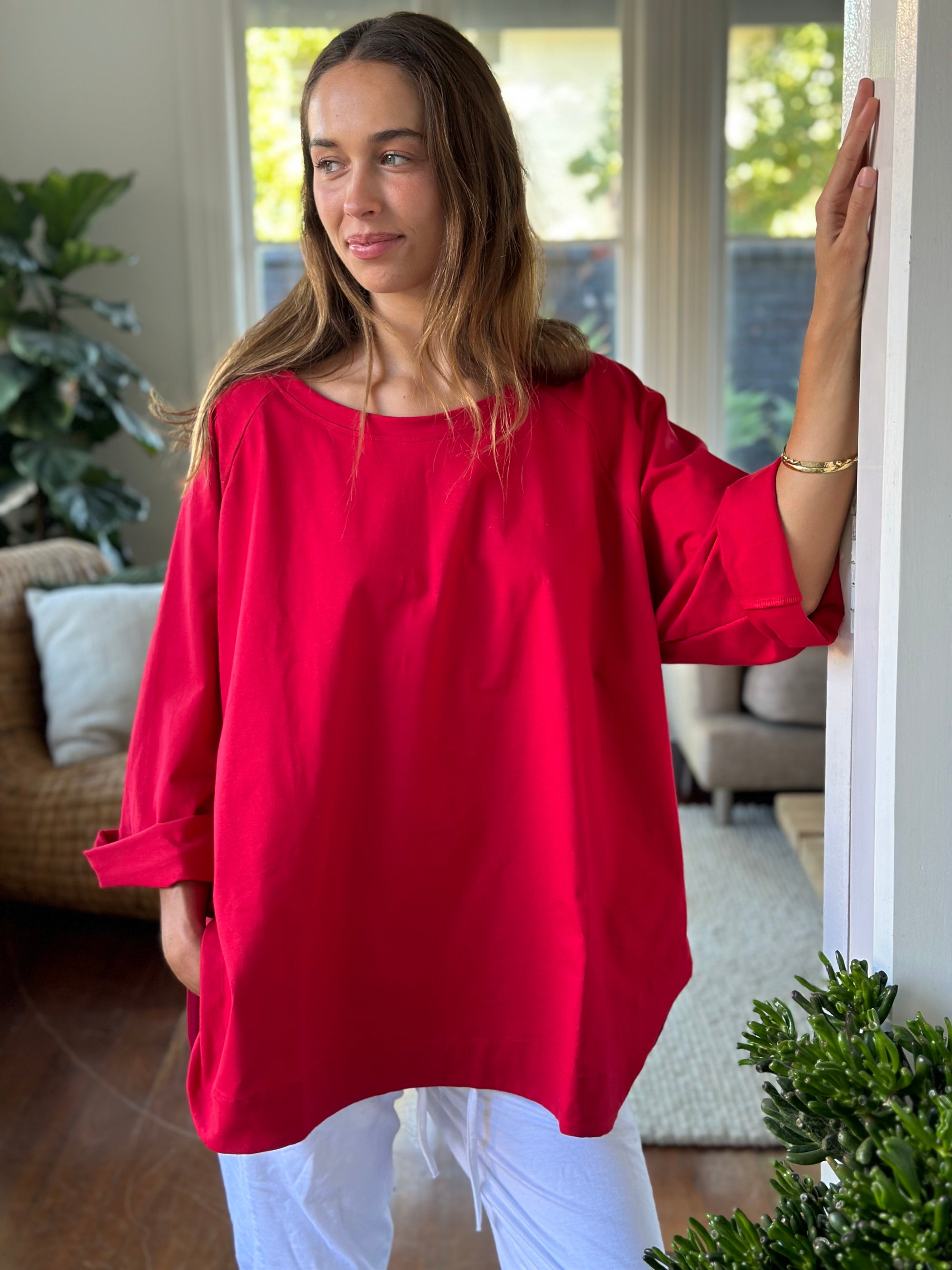 charlotte top-red jersey knit Apparel