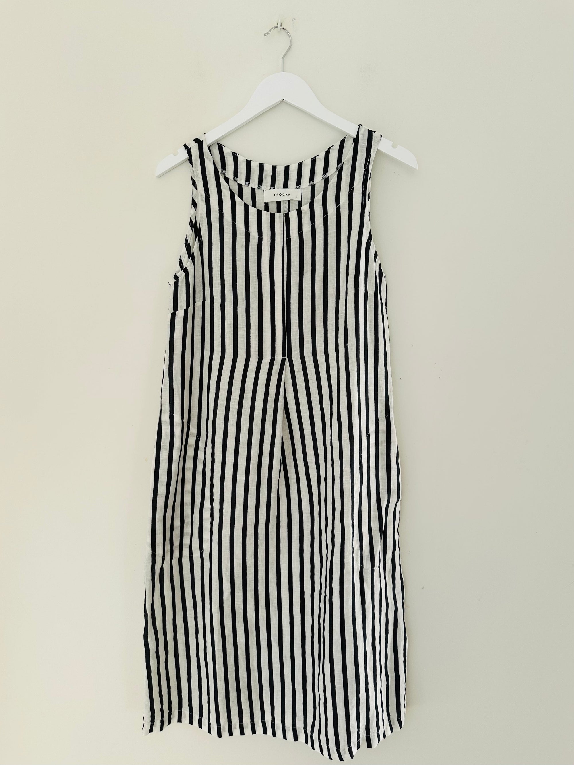 becky dress - small charcoal stripe linen Apparel