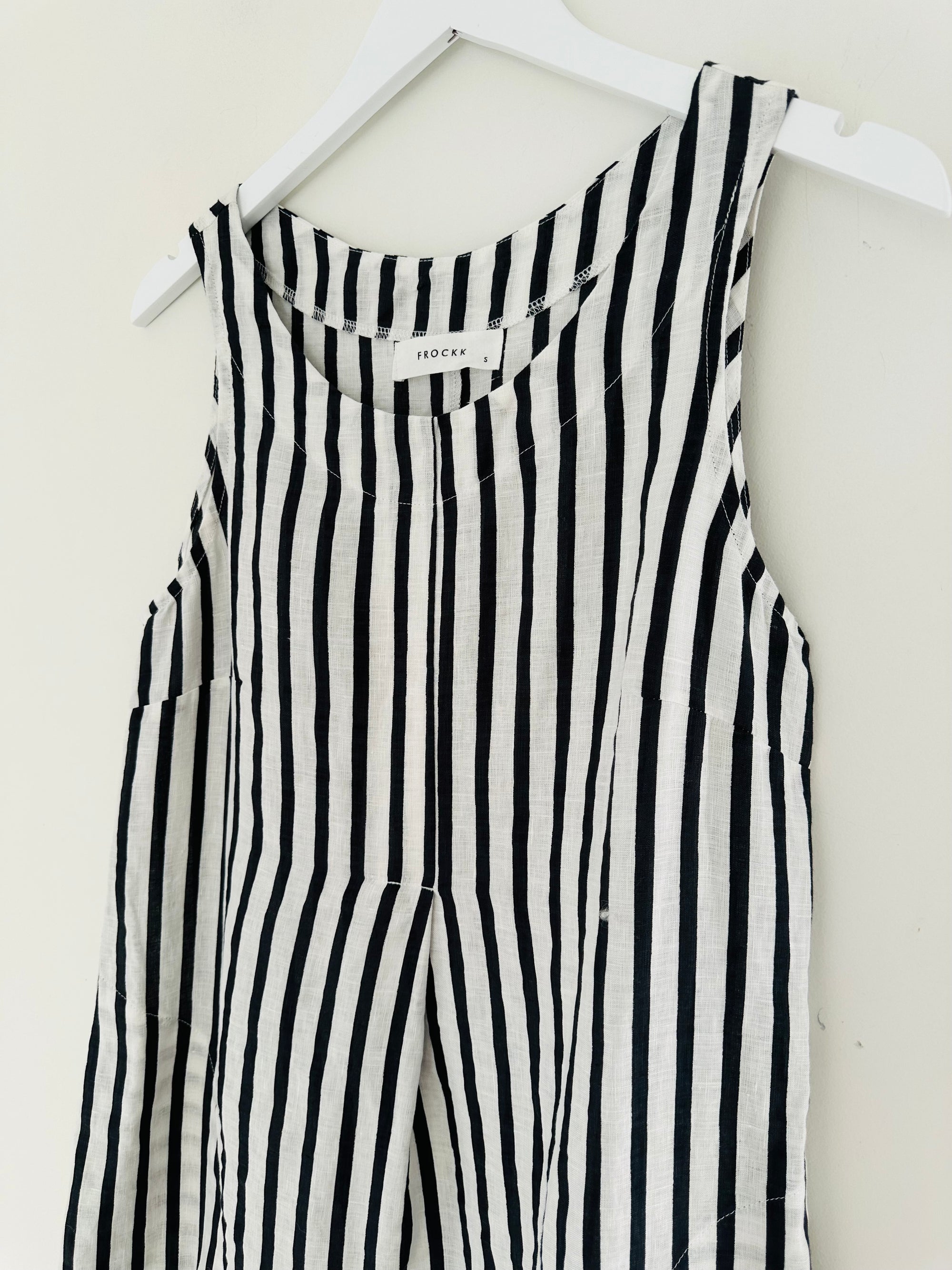 becky dress - small charcoal stripe linen Apparel