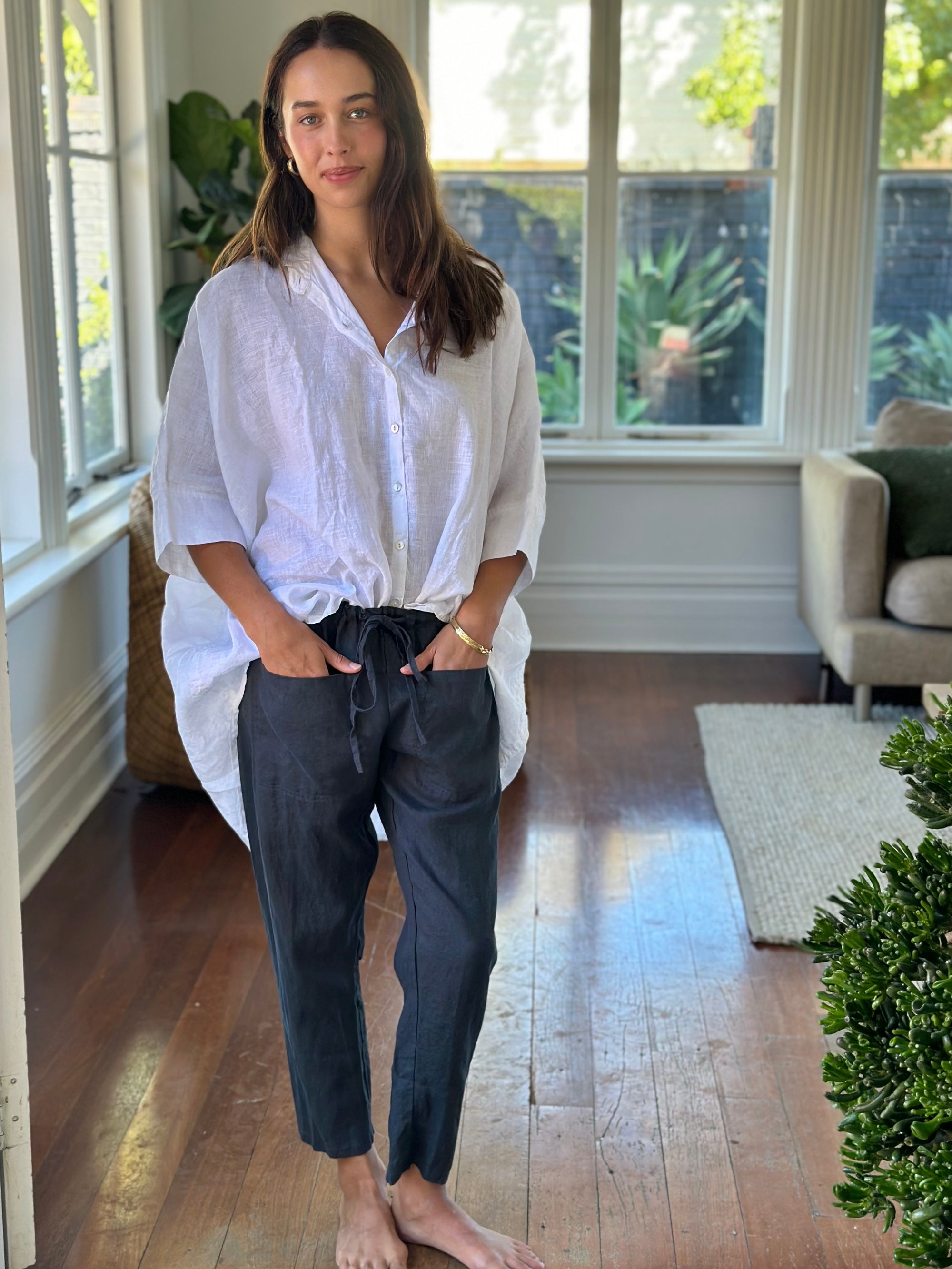 issey shirt - white linen Apparel