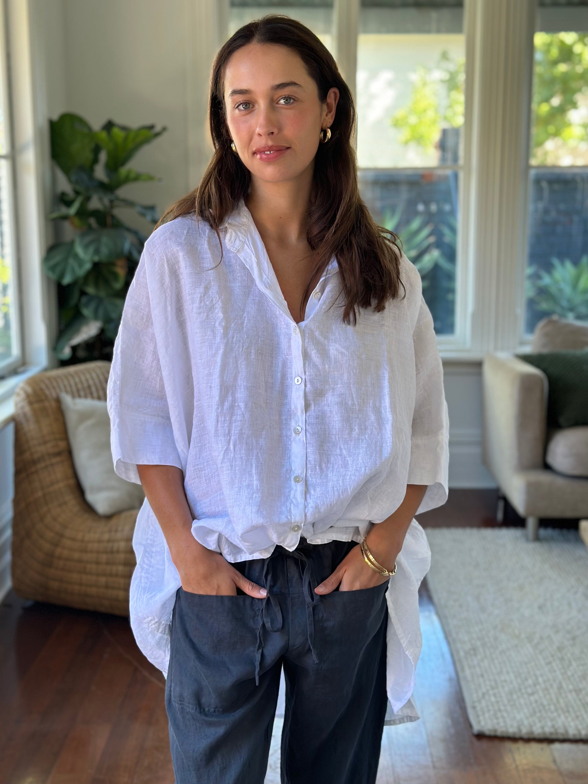 issey shirt - white linen Apparel