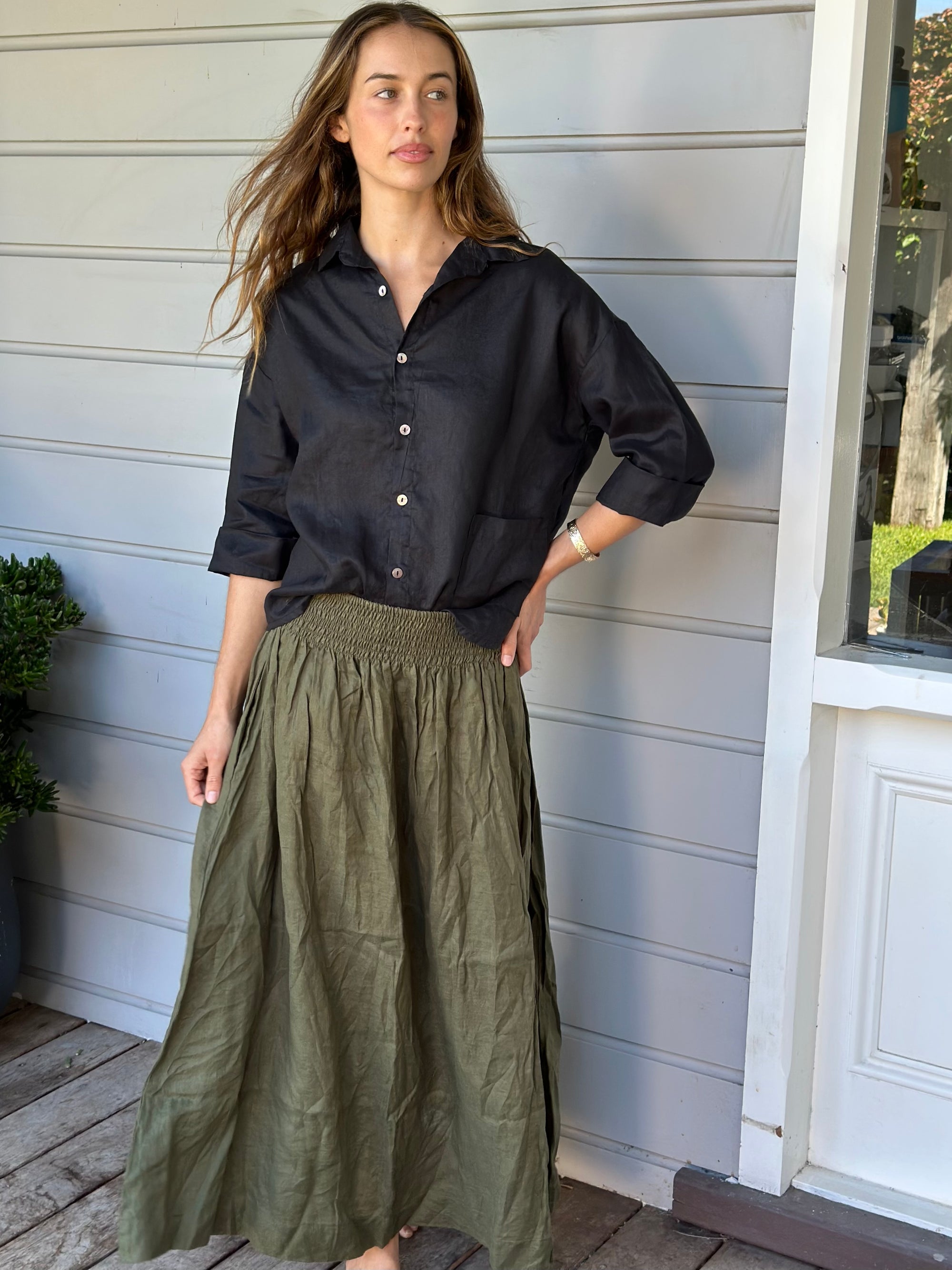 lulu skirt - army linen Apparel