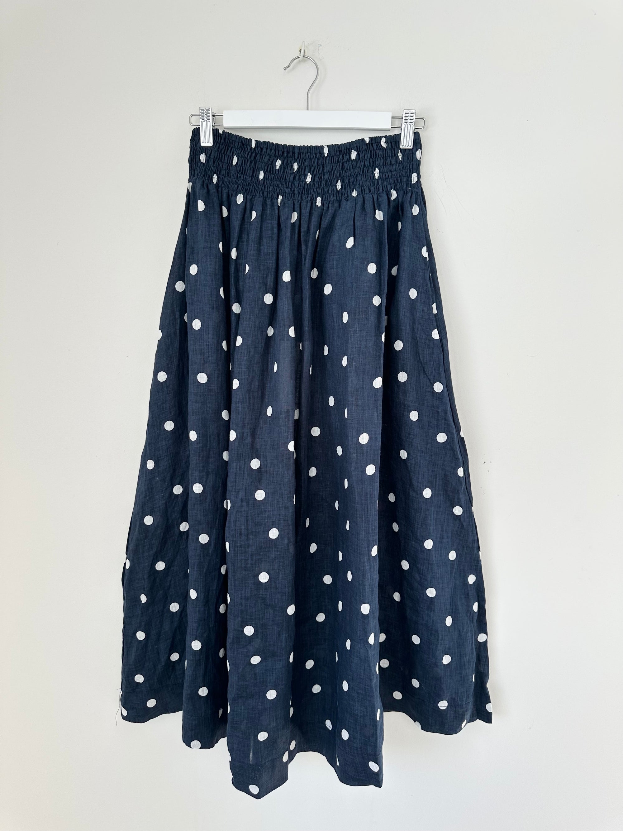 lulu skirt - navy spot linen Apparel