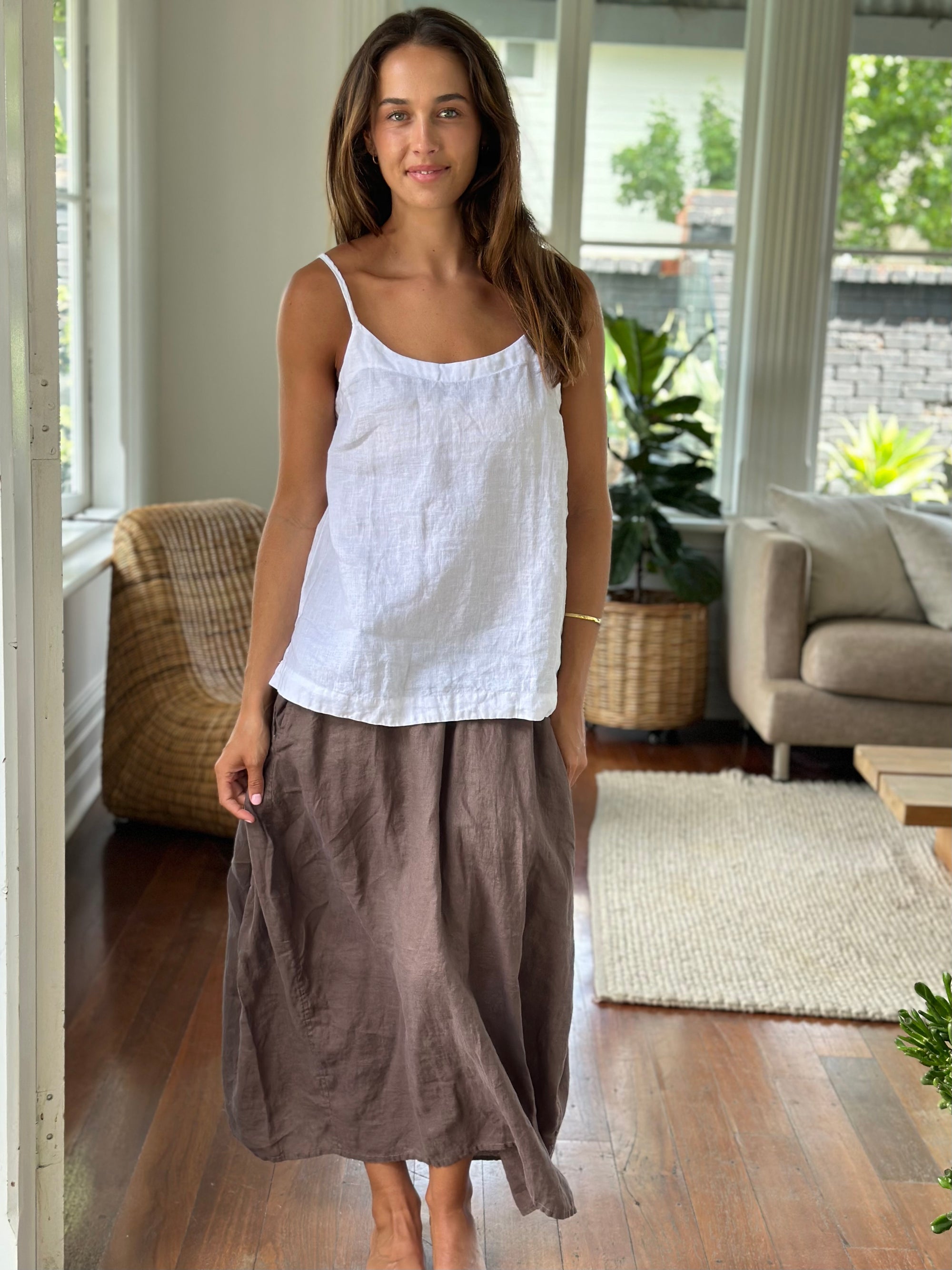 amy linen cami- white Apparel
