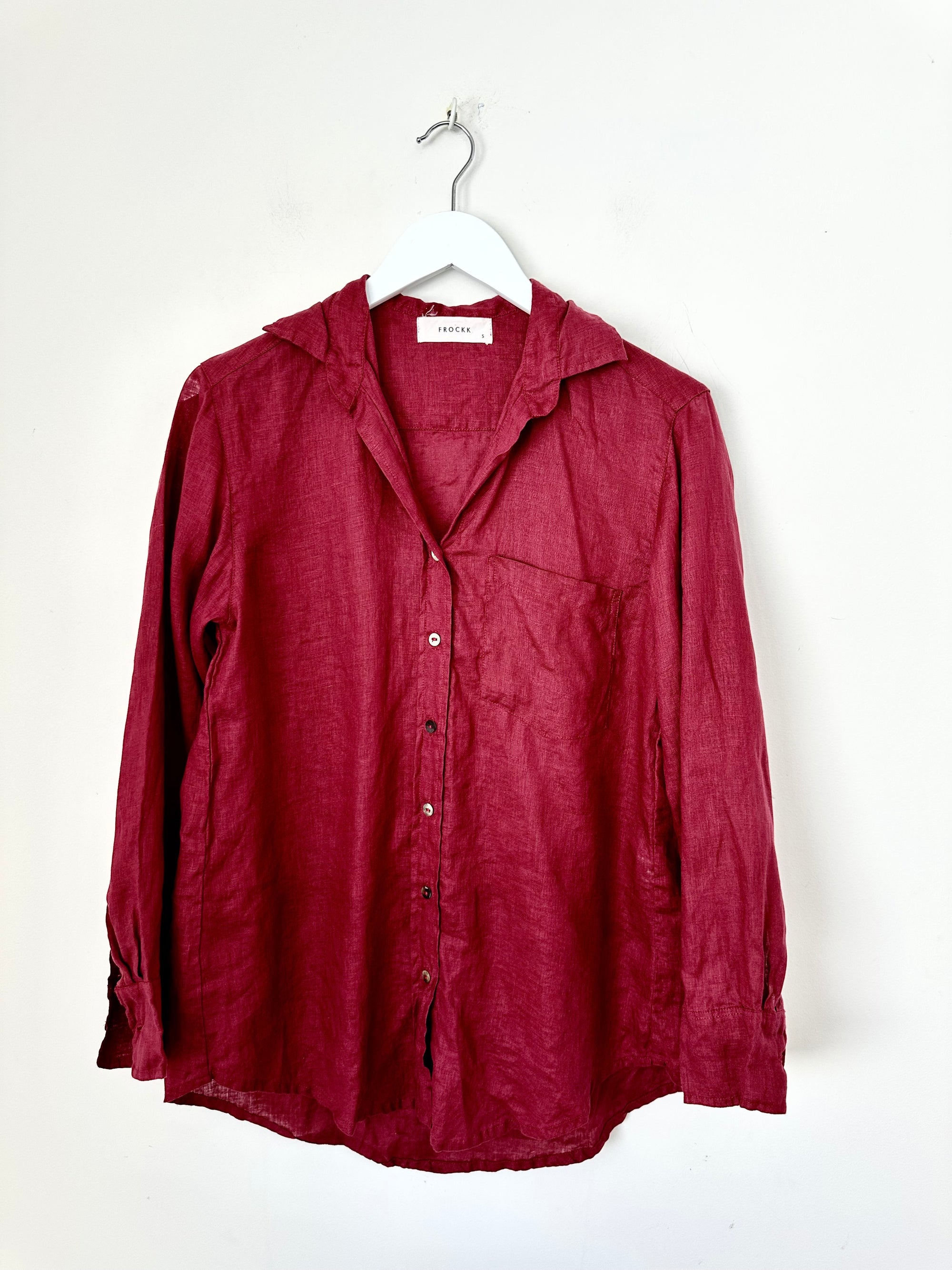 erika shirt - merlot linen Apparel