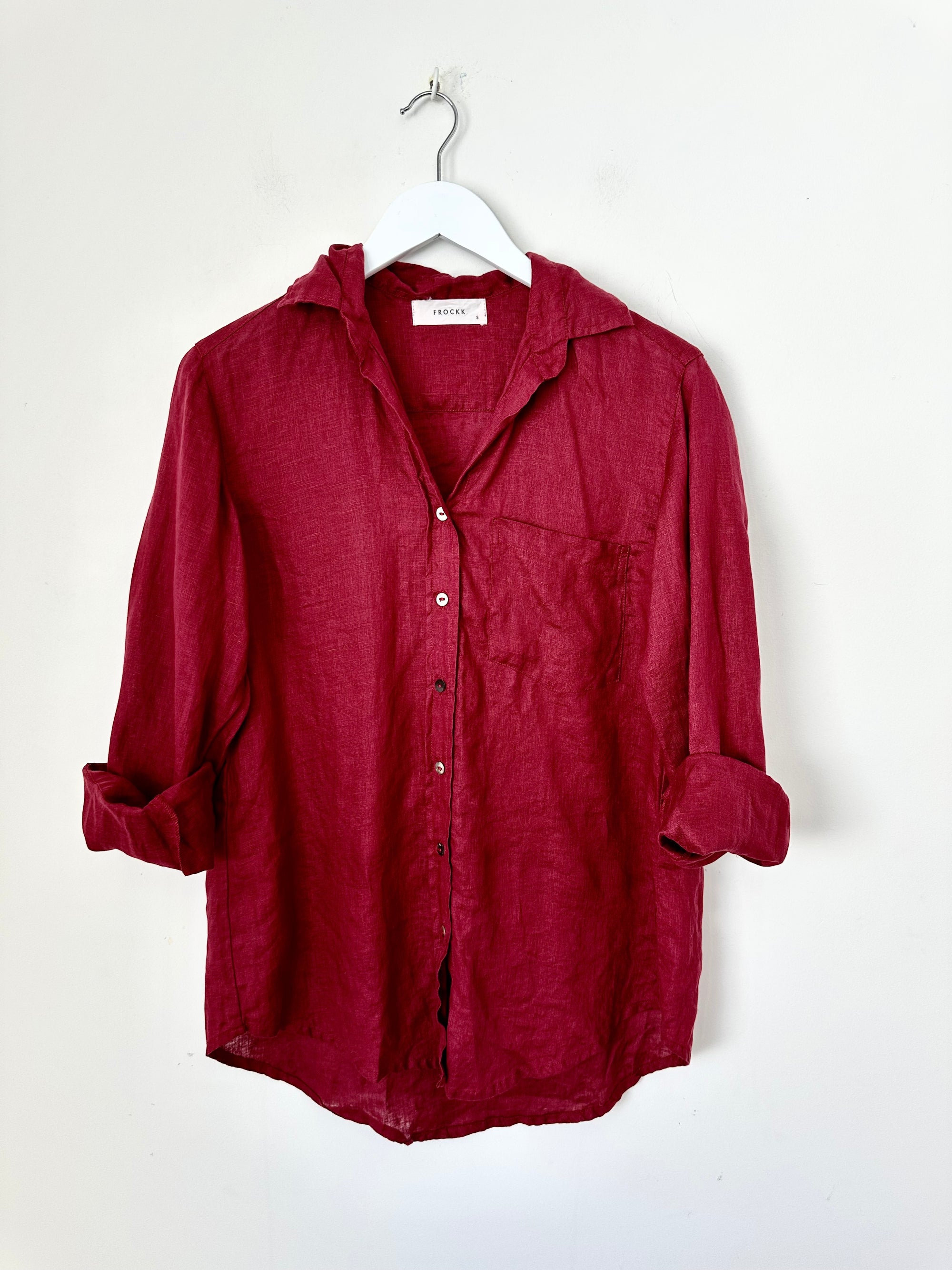 erika shirt - merlot linen Apparel