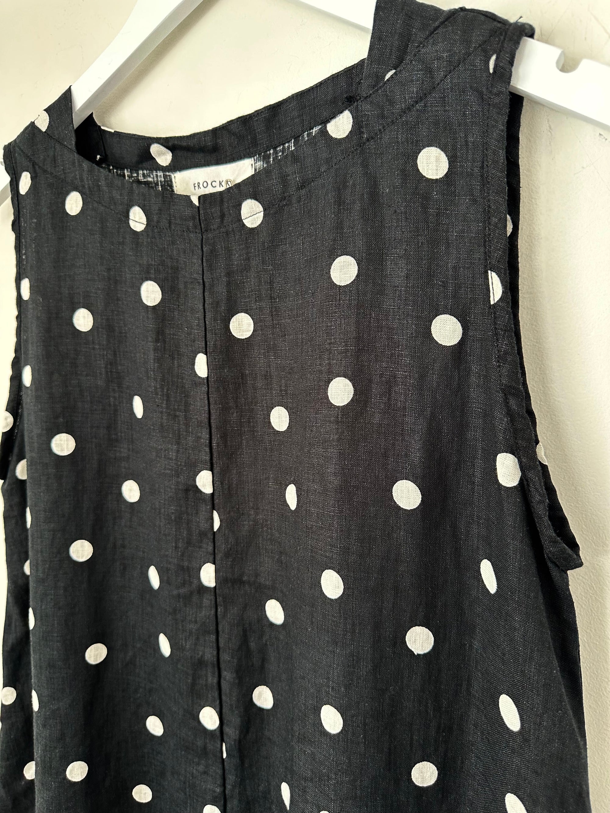 adele dress - black spot linen Apparel