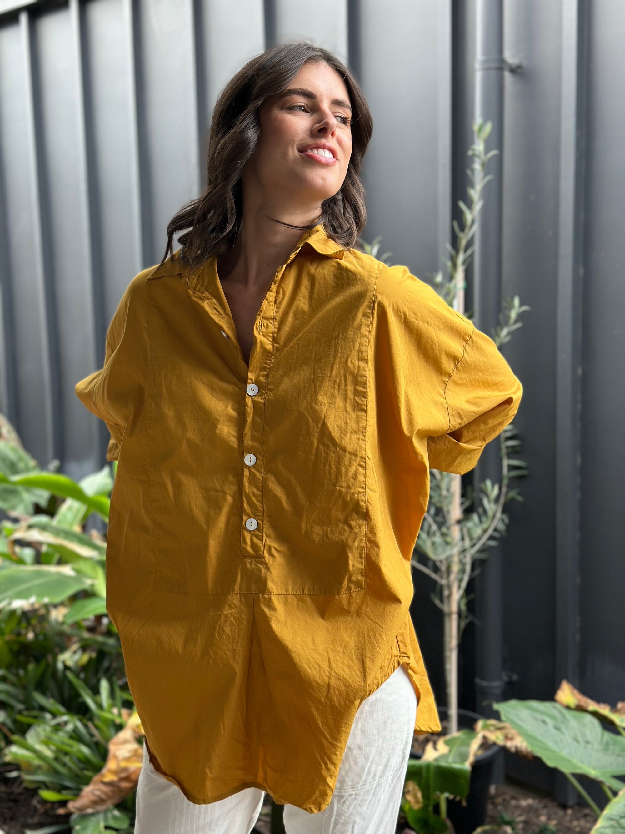 megan shirt - turmeric cotton Apparel