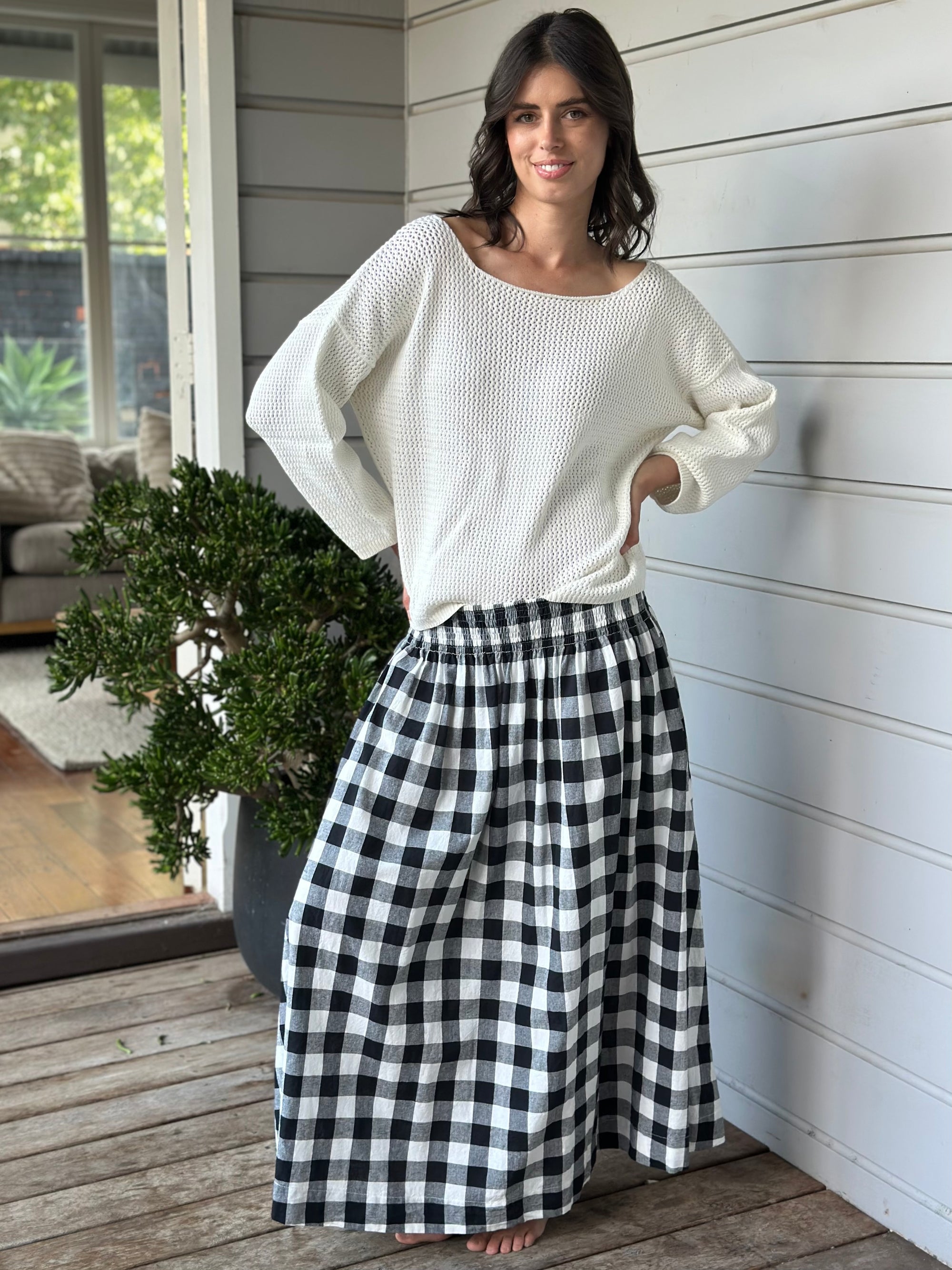 lulu skirt - black check Apparel