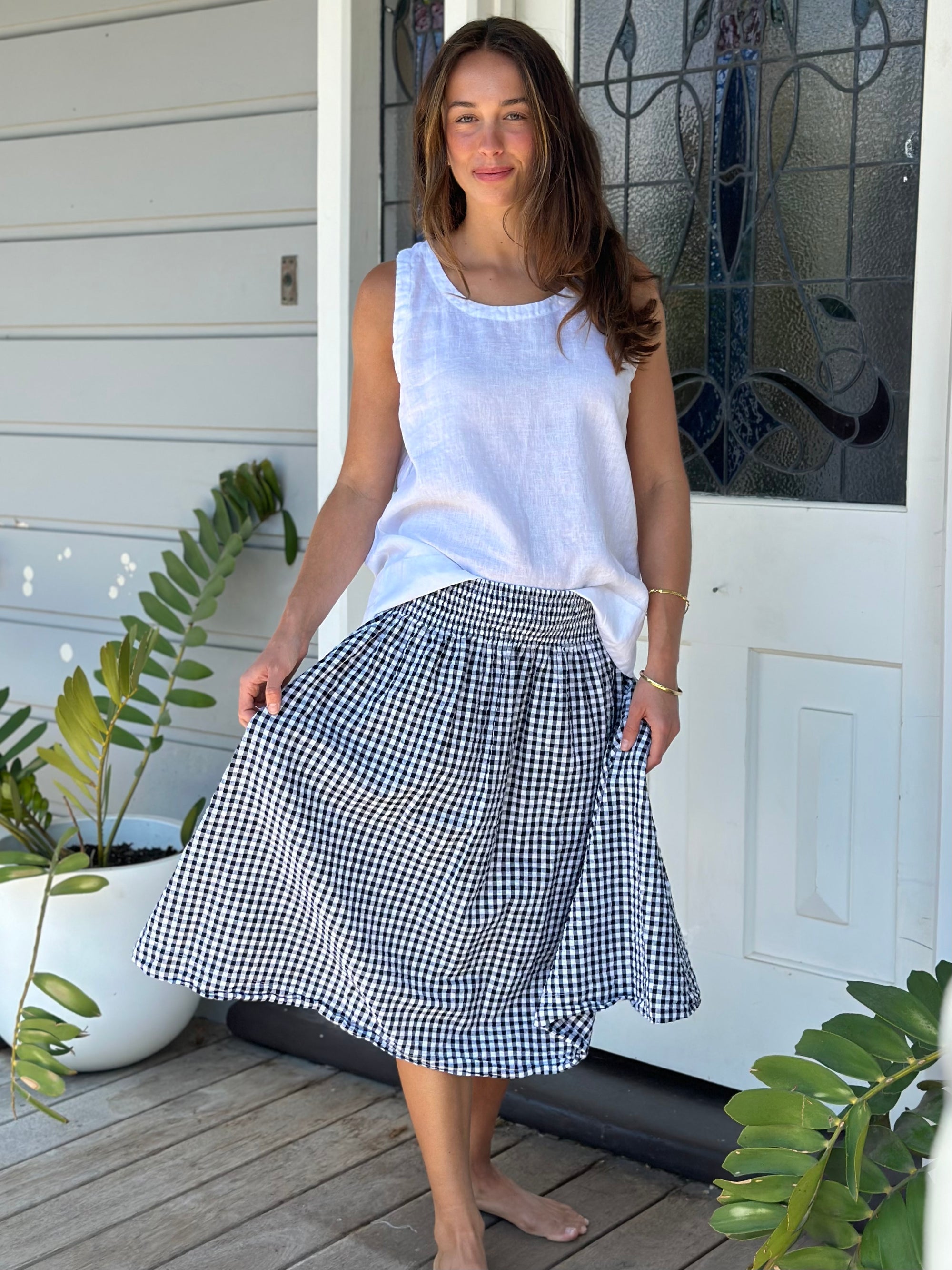 alice tank-white linen Apparel