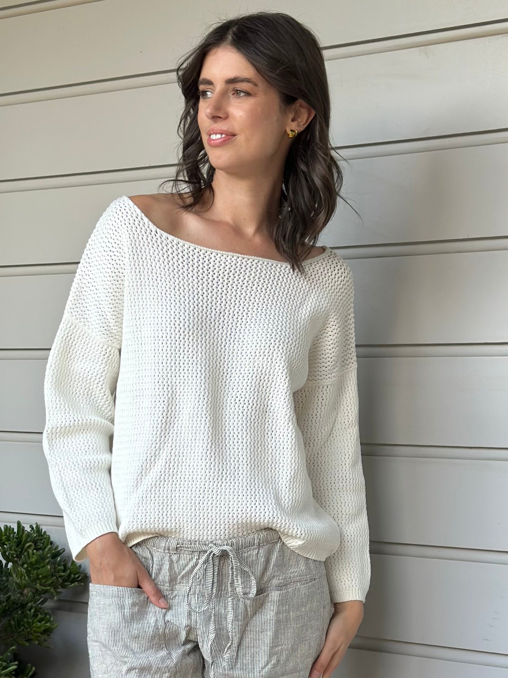 aria jersey- ivory cotton pointel Apparel
