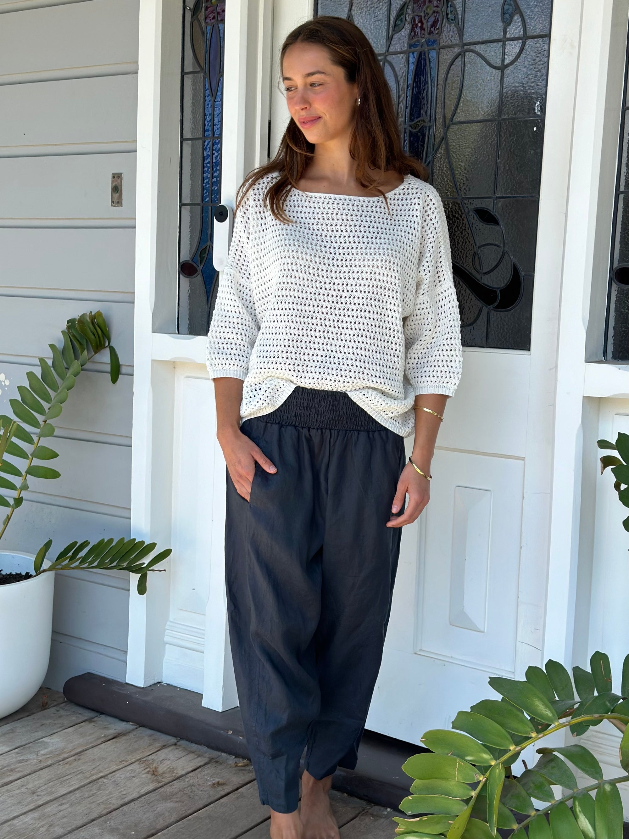 frankie pant -charcoal linen Apparel