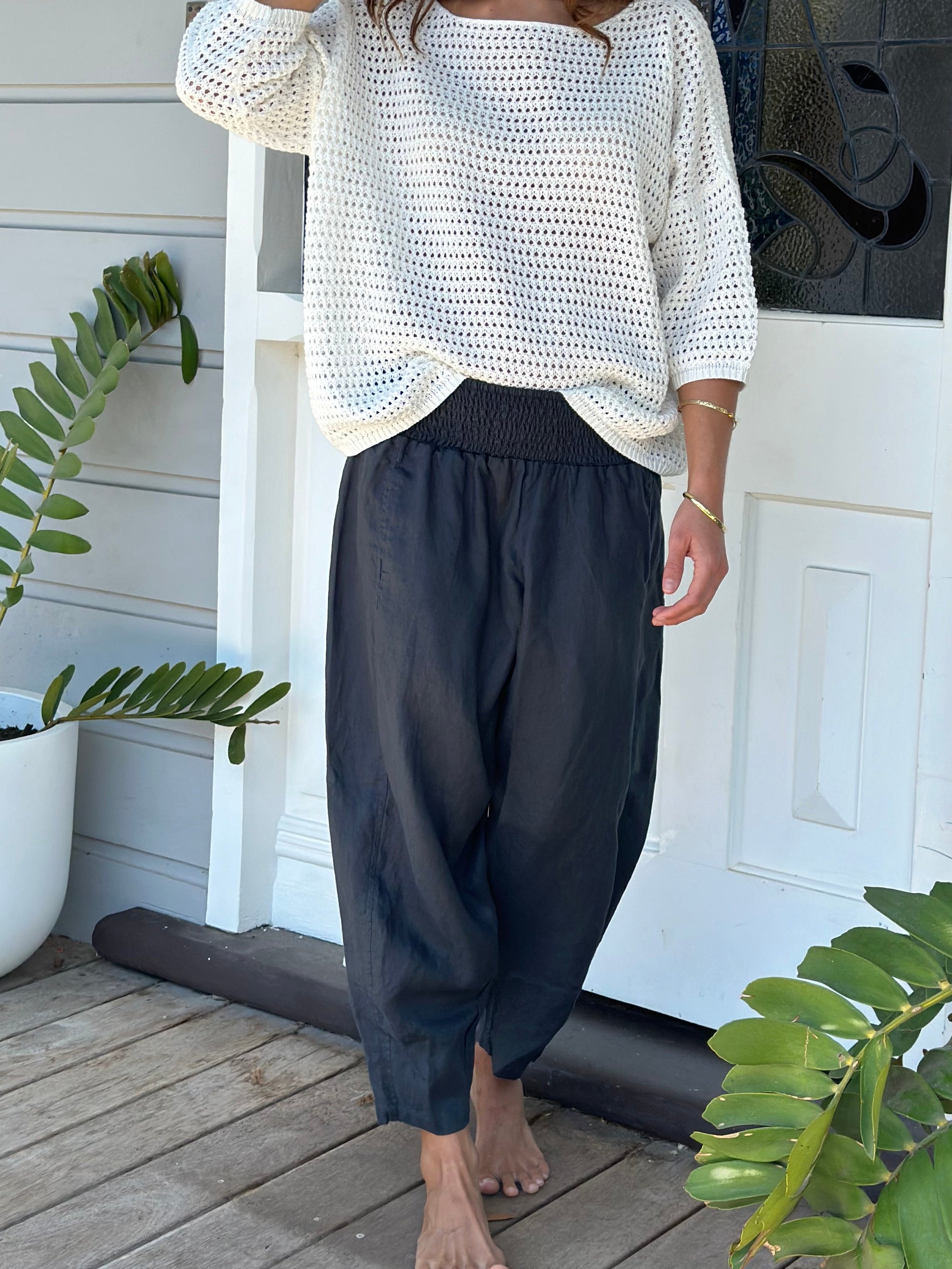 frankie pant -charcoal linen Apparel