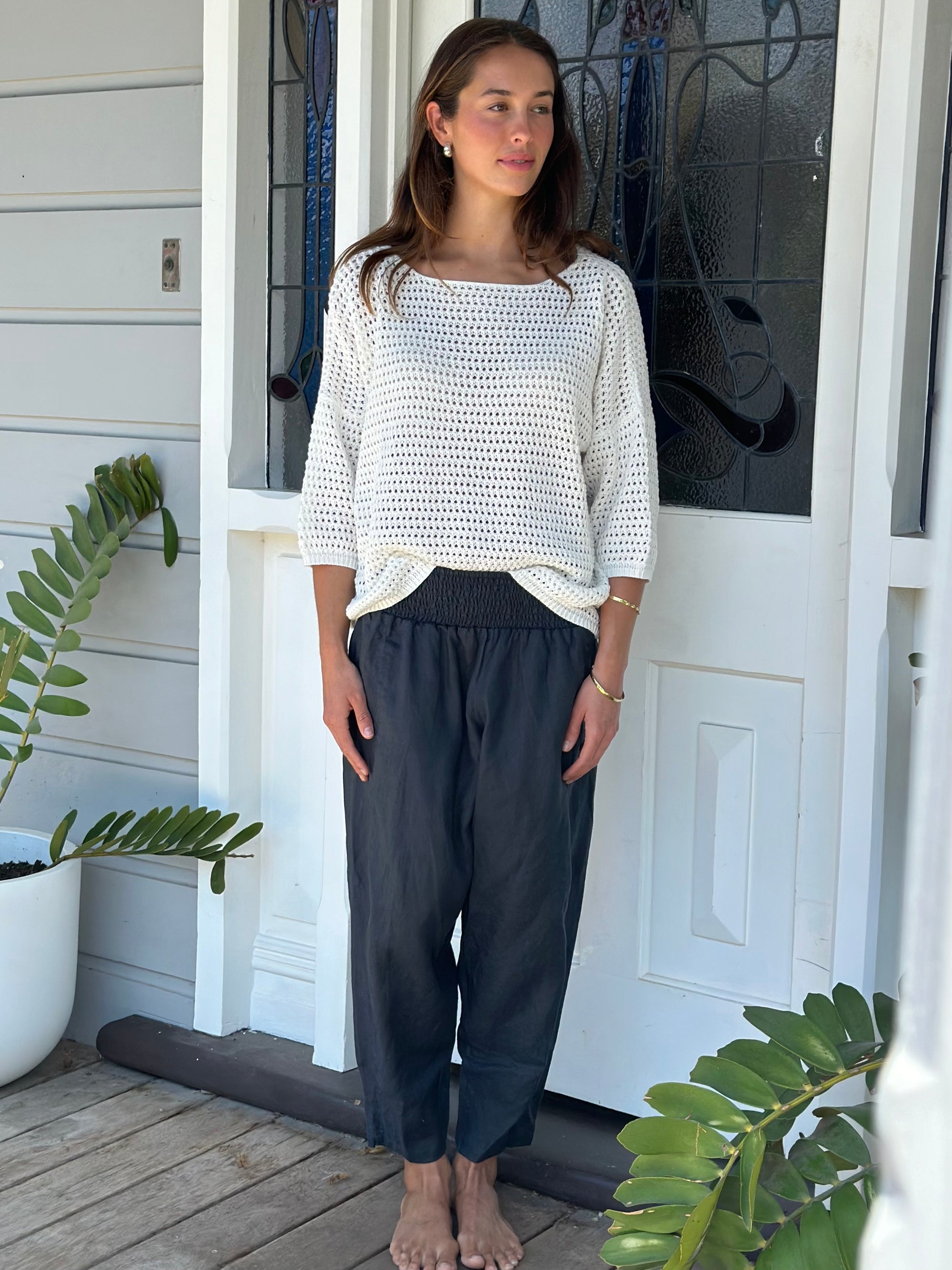 frankie pant -charcoal linen Apparel