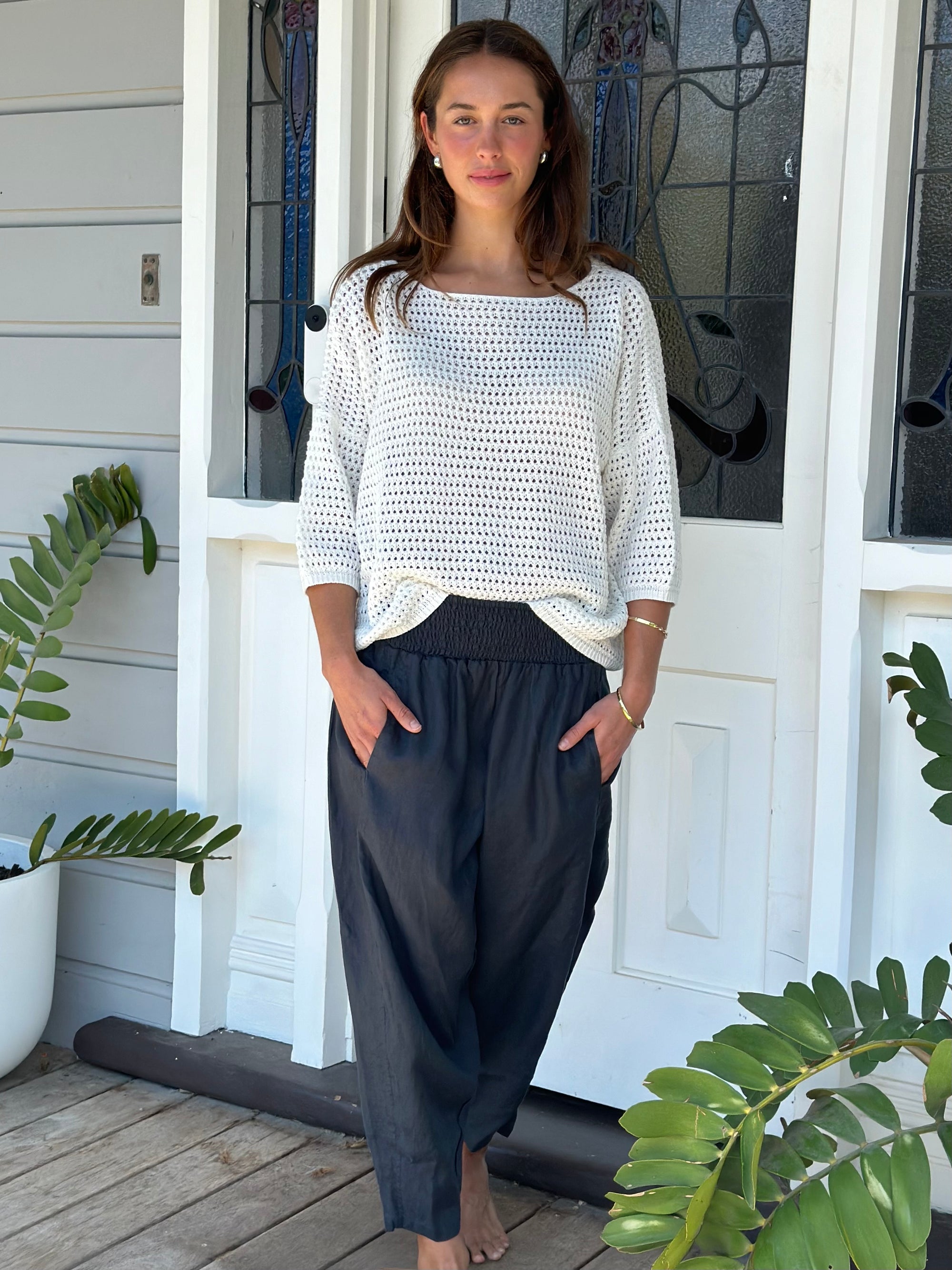 frankie pant -charcoal linen Apparel