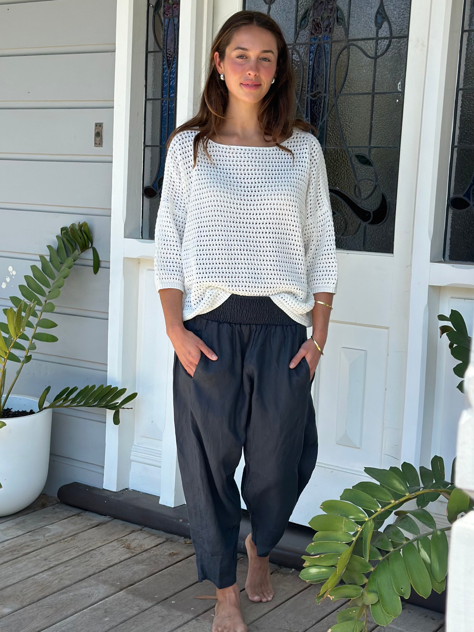 frankie pant -charcoal linen Apparel