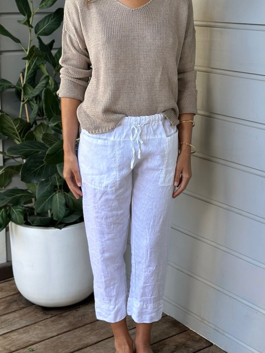 darcy pant - white linen Apparel