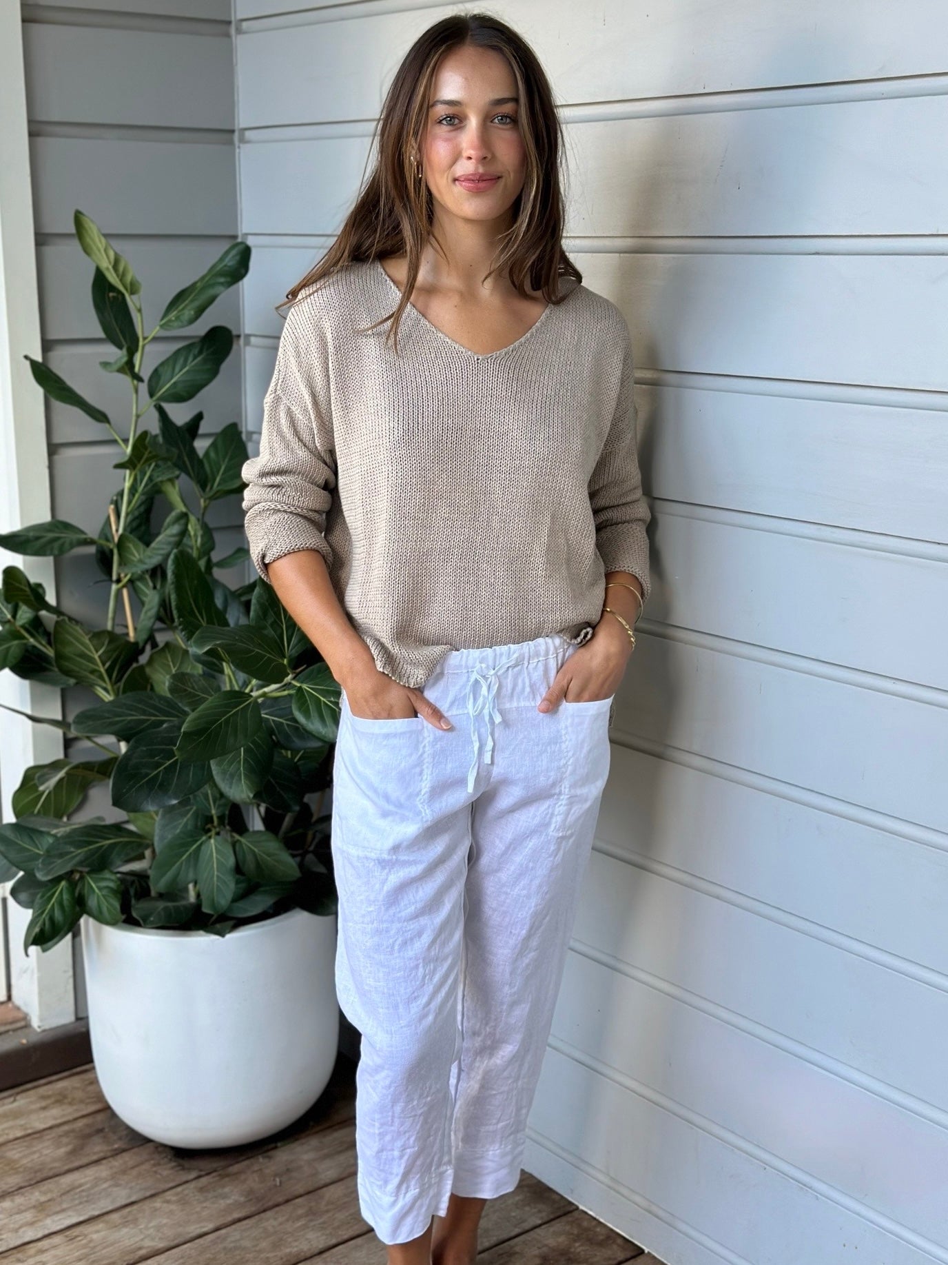 darcy pant - white linen Apparel