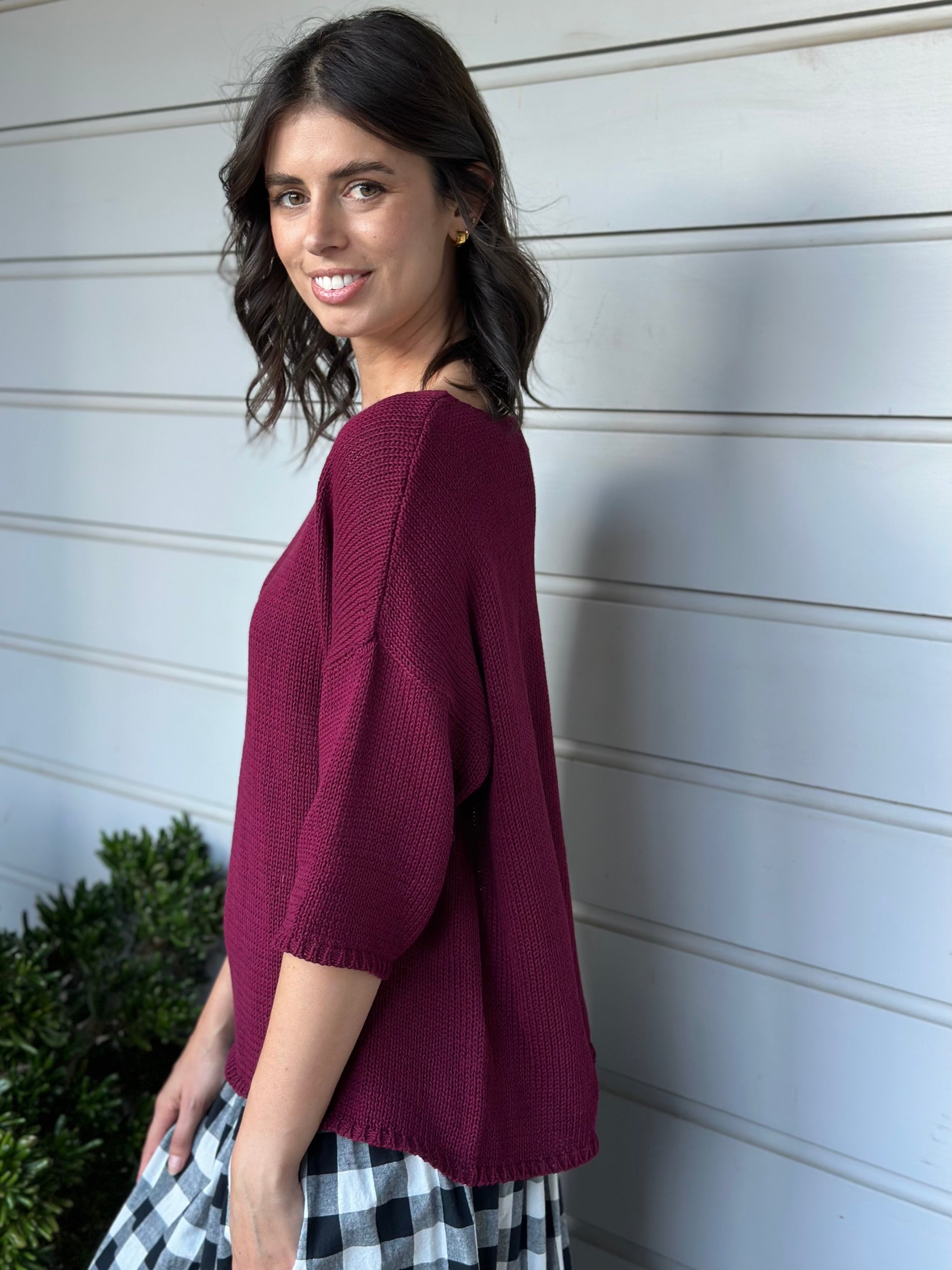 alex top - merlot cotton knit Apparel