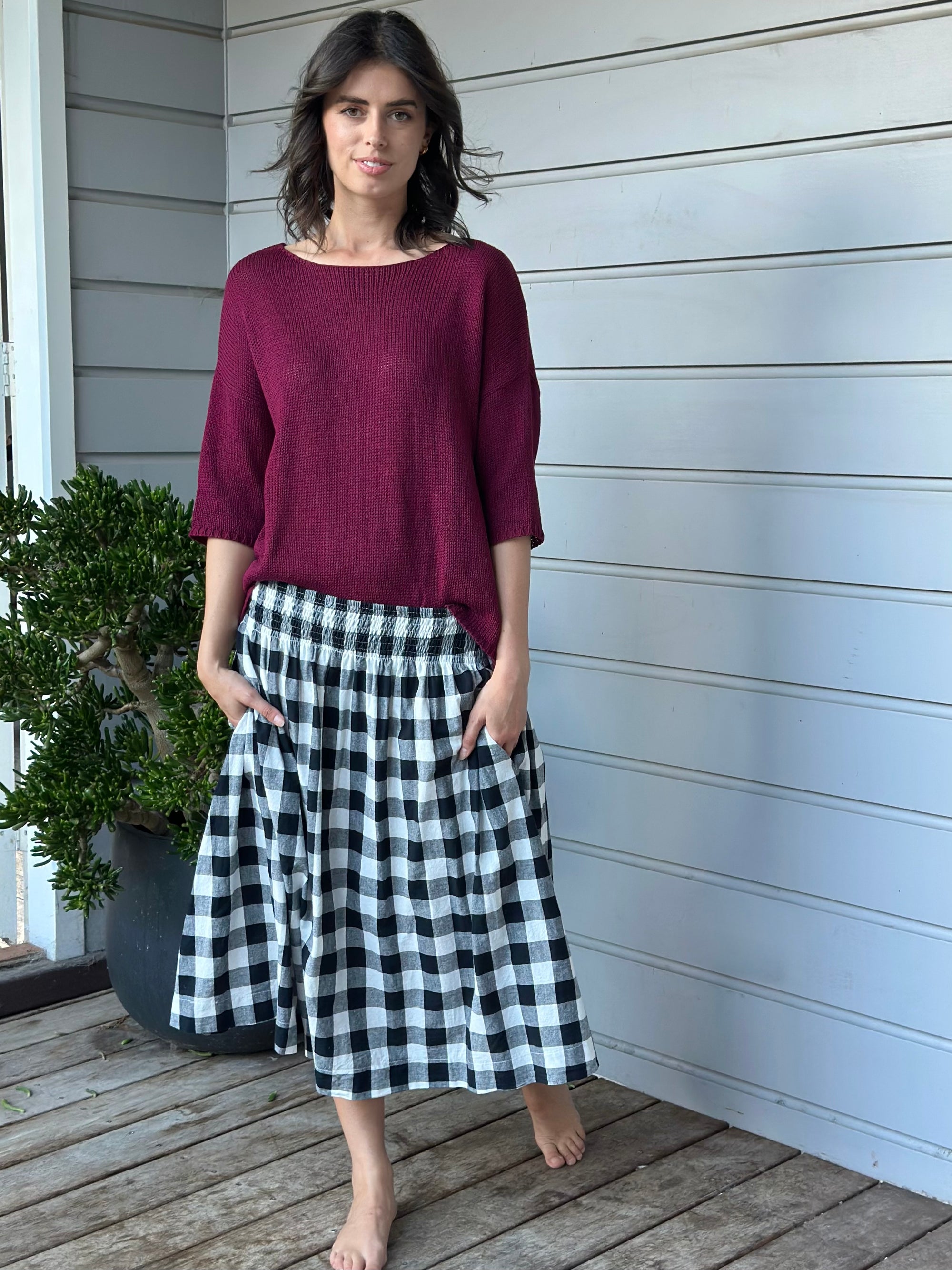 alex top - merlot cotton knit Apparel