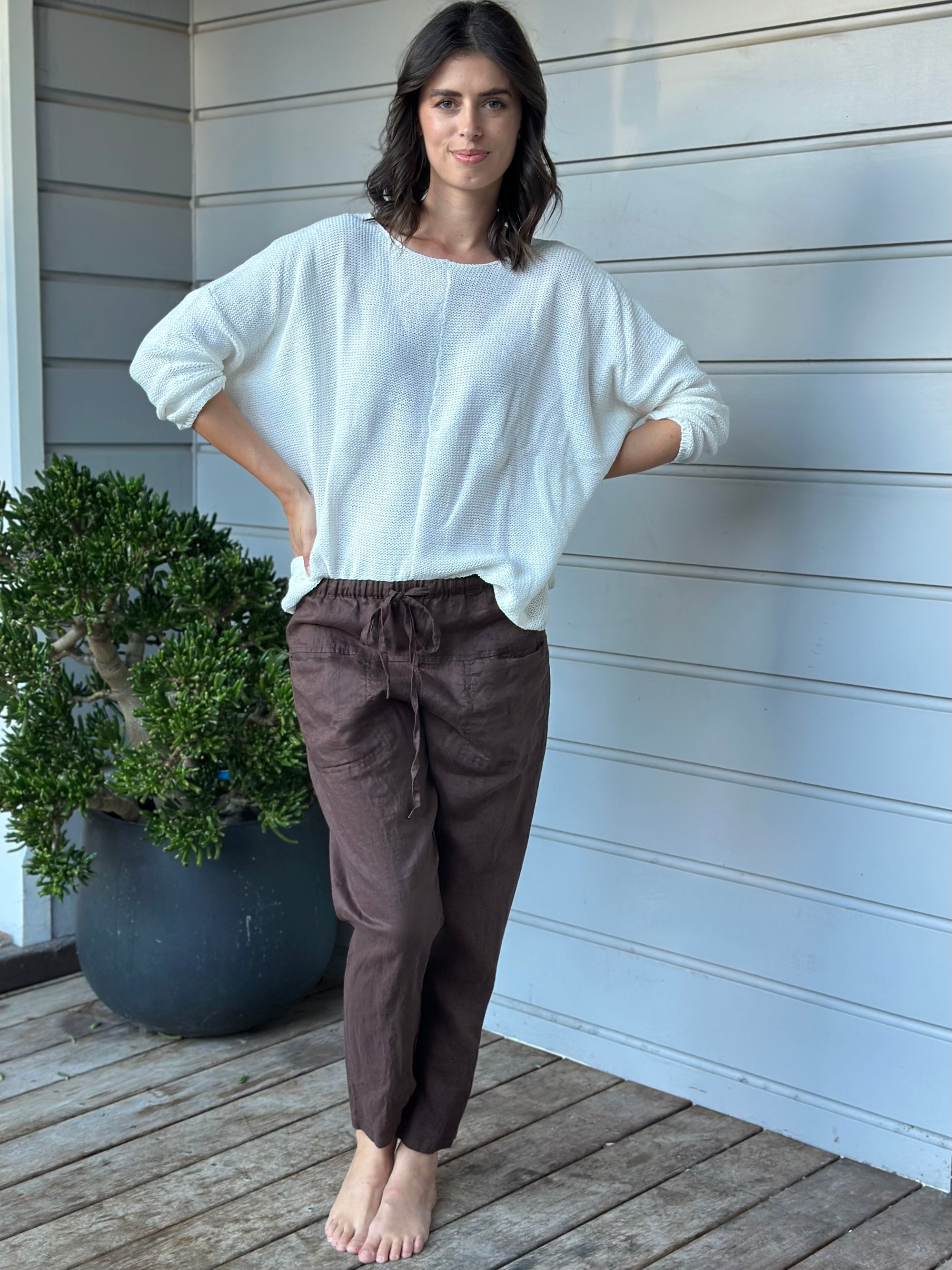 jessie pants - chocolate linen Apparel